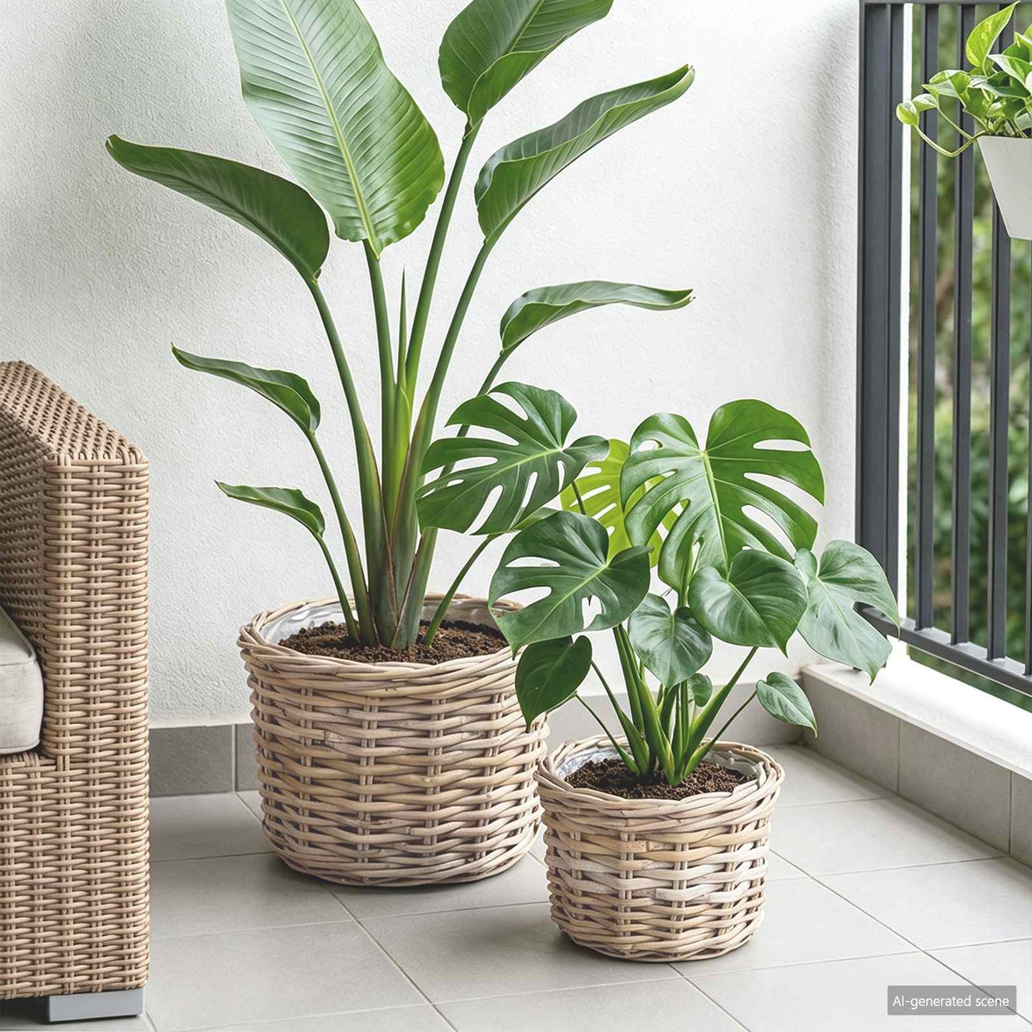 Cesta para macetero vidaxl con almacenaje 2 uds ratán kubu gris