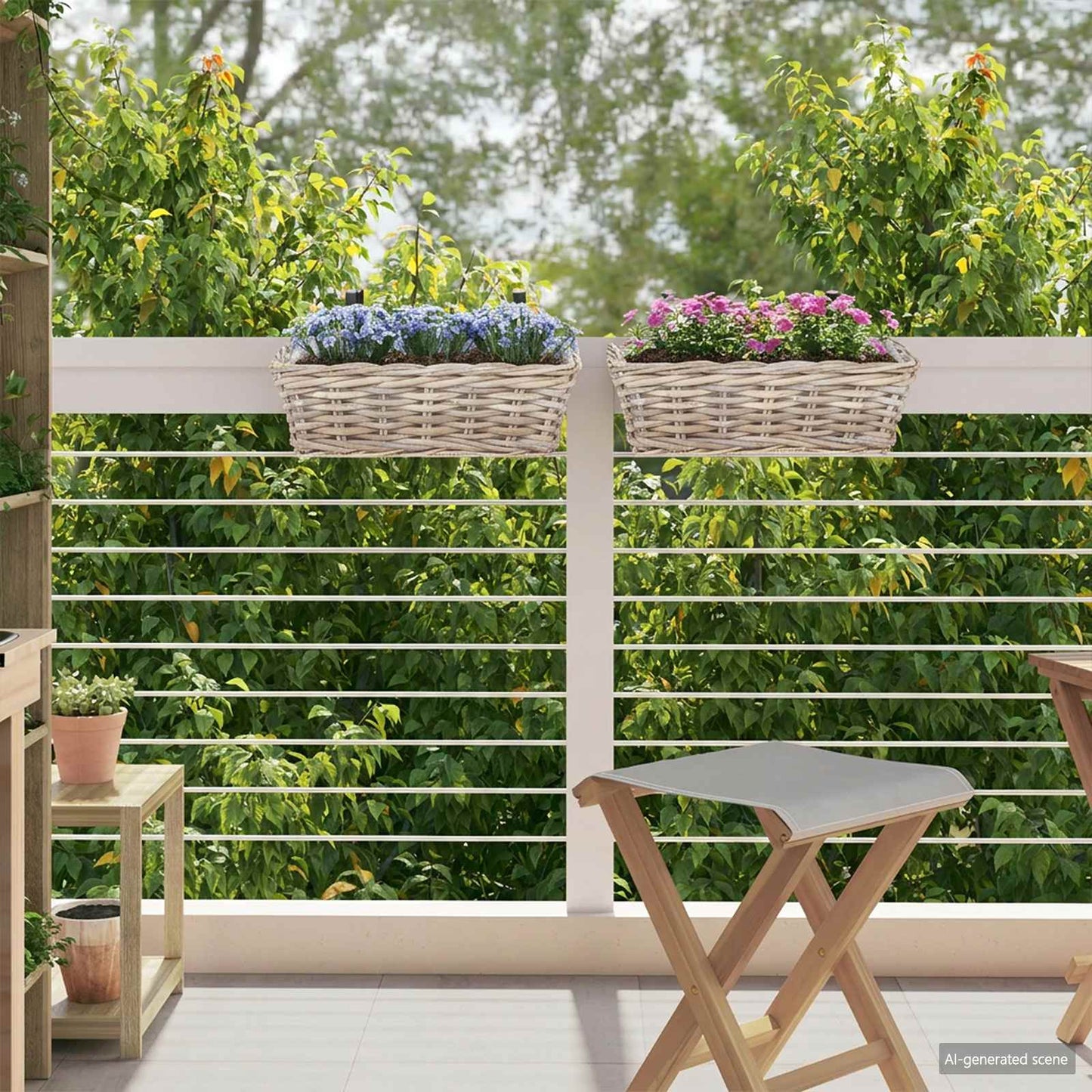 Vidaxl cesta macetero colgante 2 uds gris 48 x 22 x 15 cm mimbre lacak