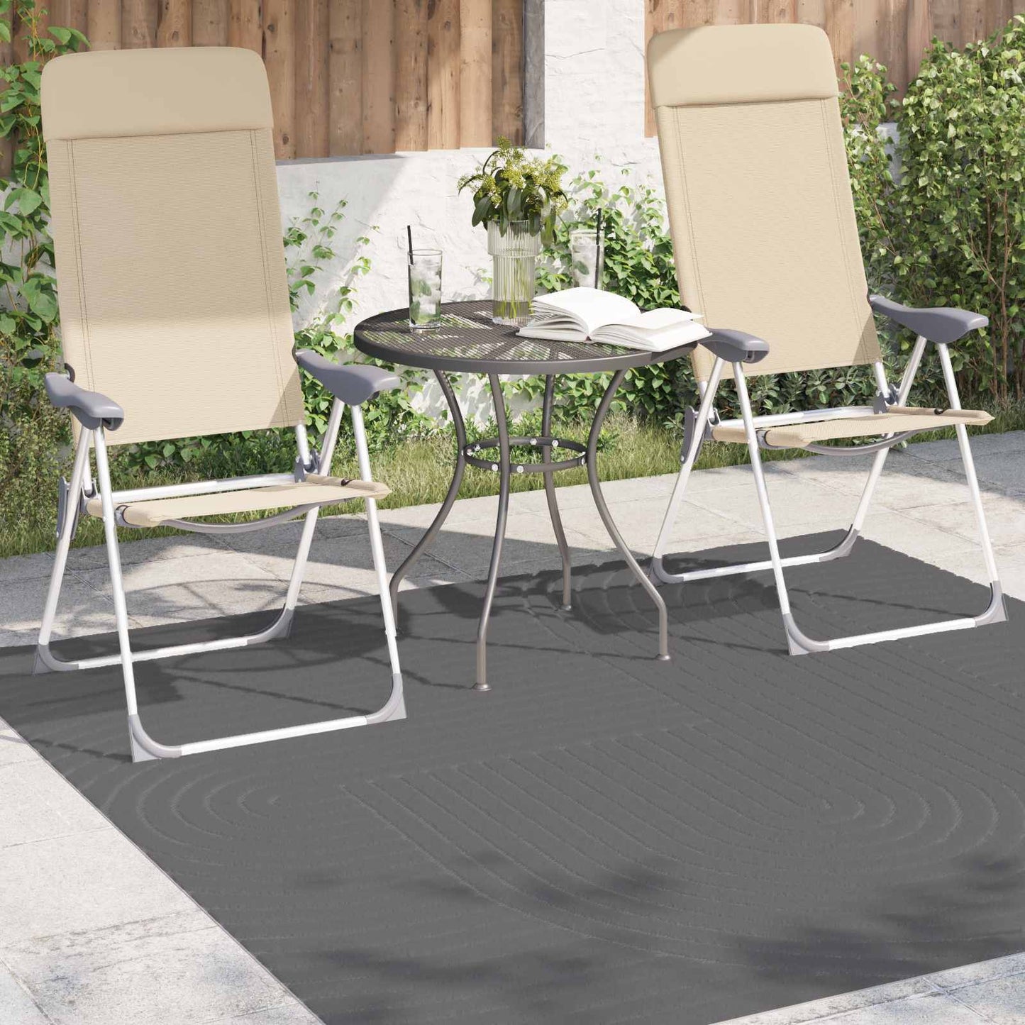 Vidaxl vloerkleden vierkant huarte antraciet 120 x 120 cm polyester