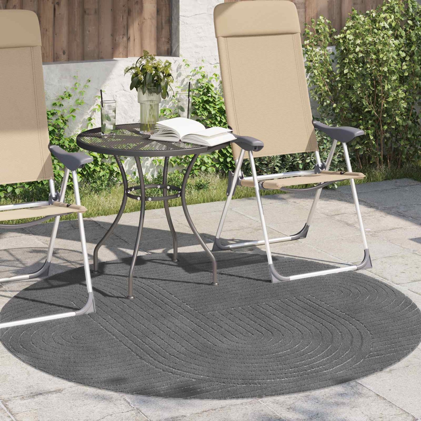 Vidaxl vloerkleden rond huarte antraciet ø 120 cm polyester