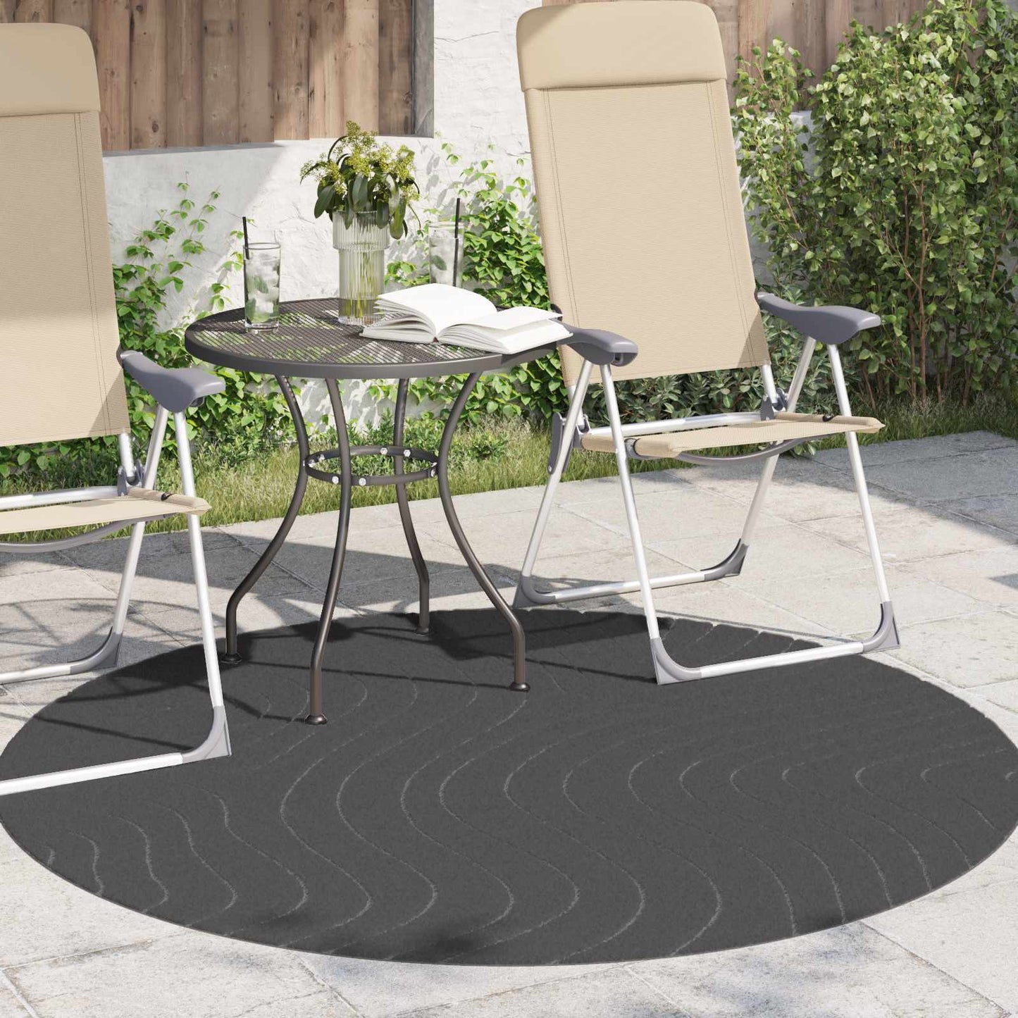 Vidaxl vloerkleden rond huarte antraciet ø 160 cm polyester