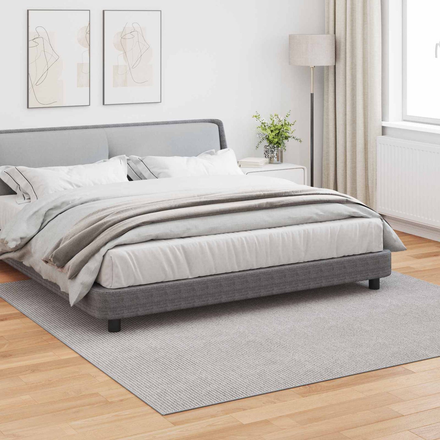 Vidaxl vloerkleden huarte crème en grijs 240 x 240 cm polyester