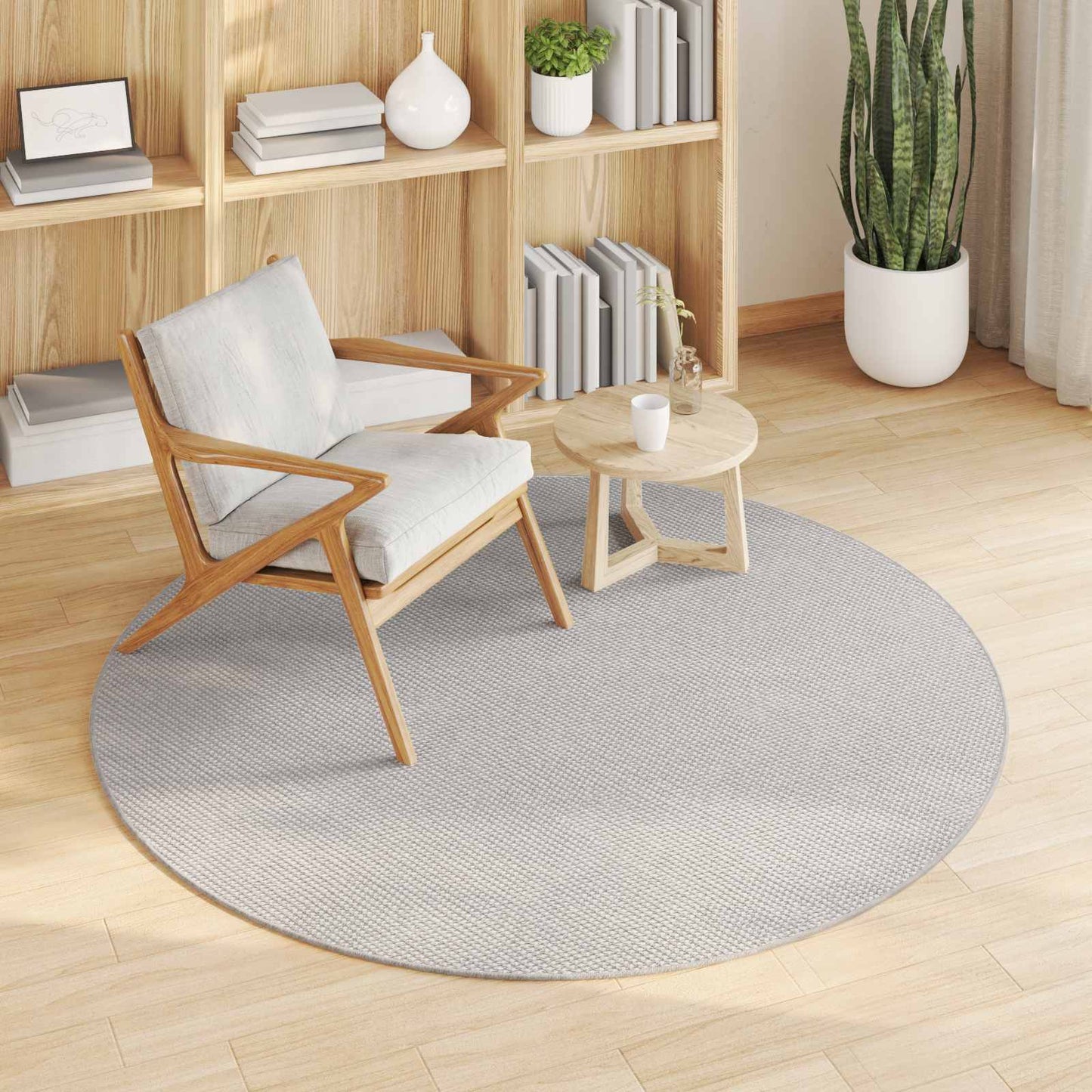 Vidaxl vloerkleden rond huarte crème en grijs ø 200 cm polyester