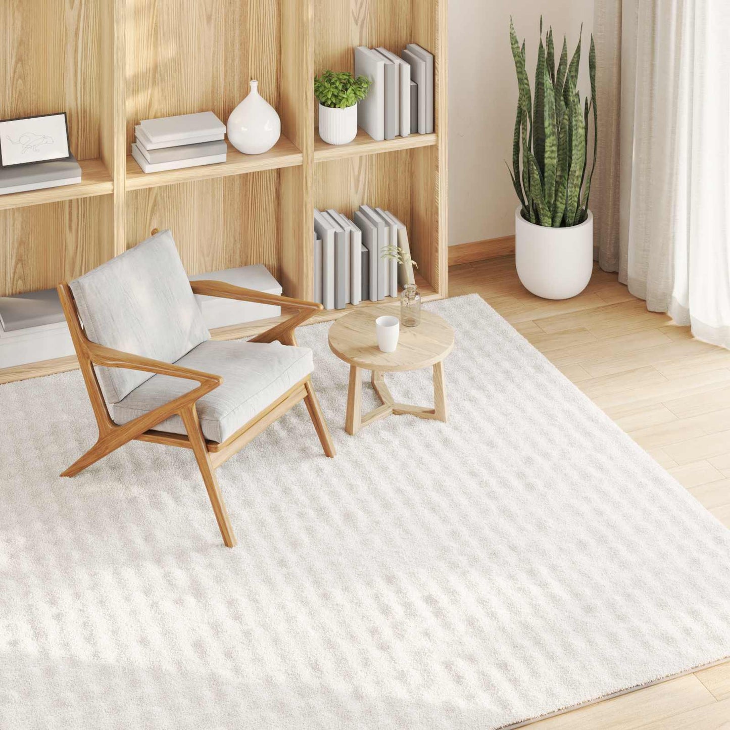Vidaxl vloerkleden vierkant huarte crème 200 x 200 cm polyester