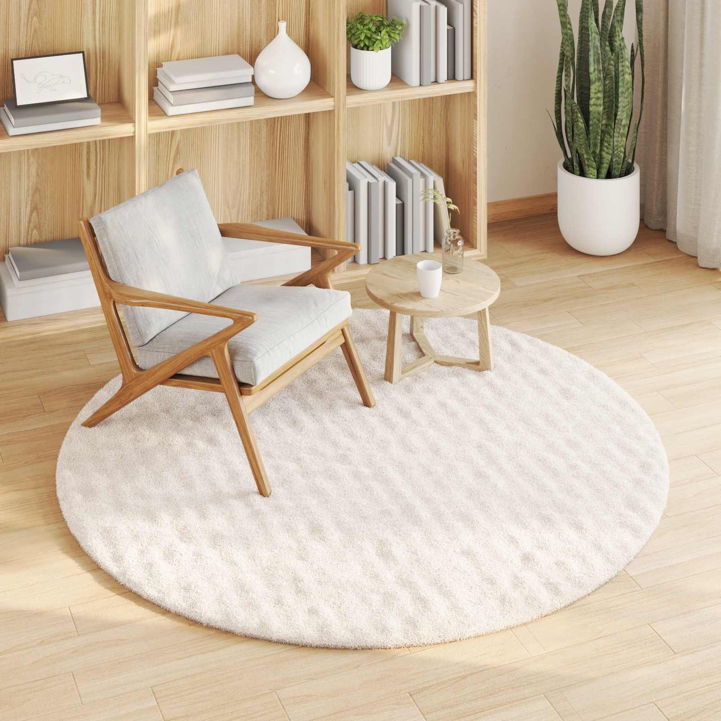 Vidaxl vloerkleden rond huarte crème ø 160 cm polyester