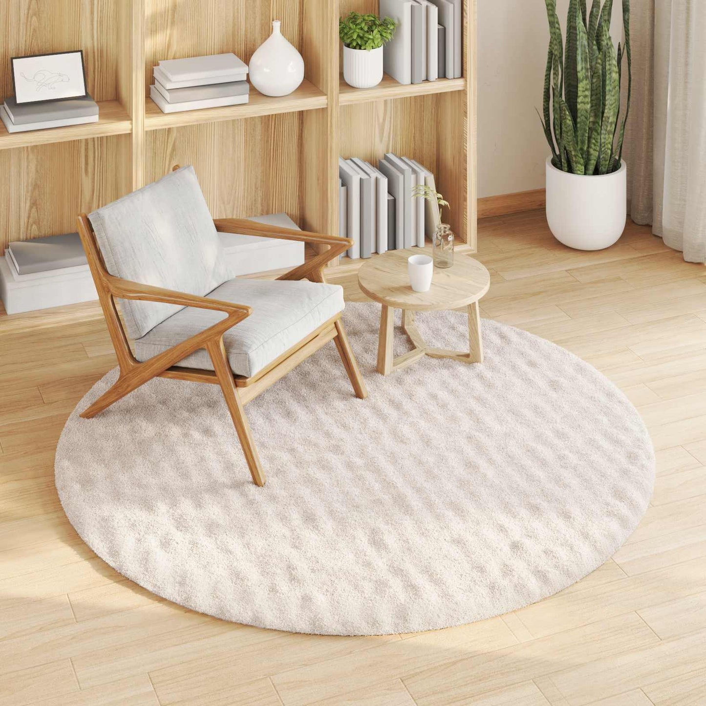 Vidaxl vloerkleden rond huarte beige ø 200 cm polyester