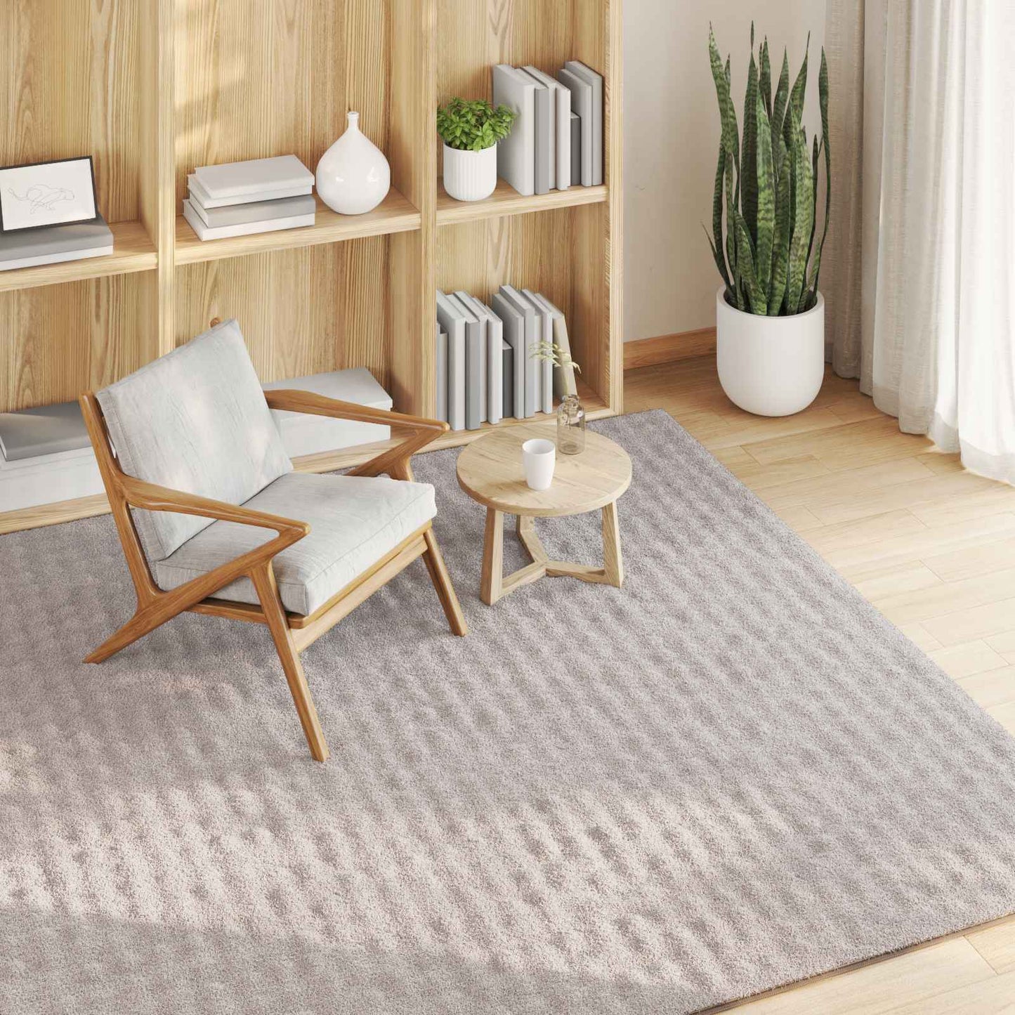 Vidaxl vloerkleden vierkant huarte zand 120 x 120 cm polyester