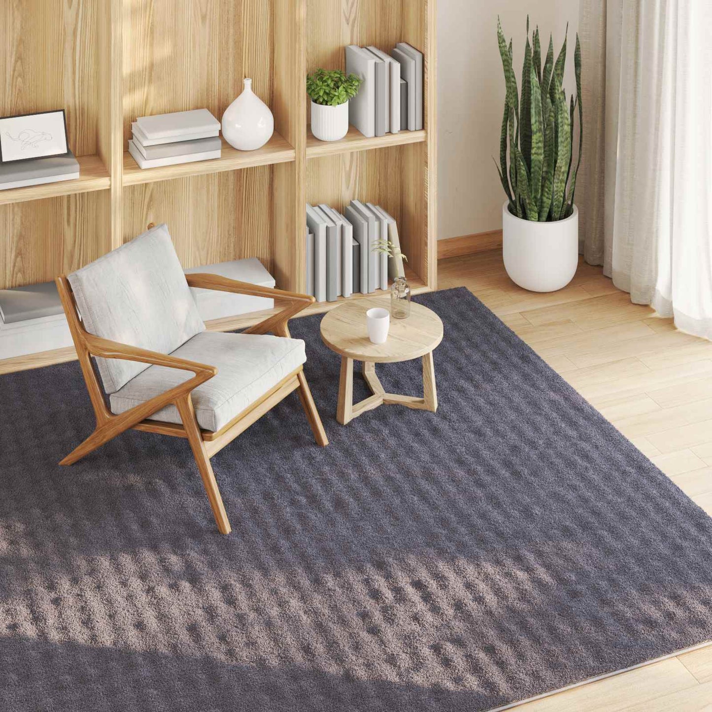 Vidaxl vloerkleden vierkant huarte antraciet 200 x 200 cm polyester