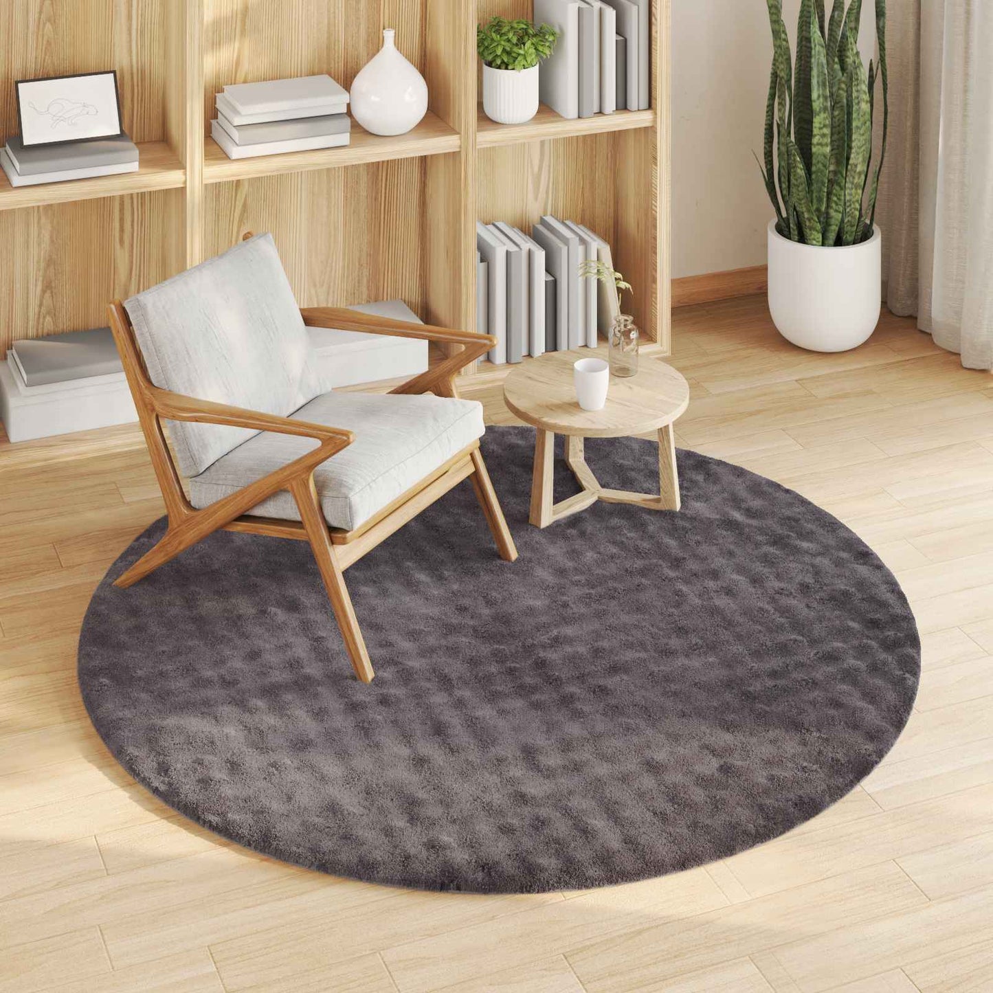 Vidaxl vloerkleden rond huarte antraciet ø 120 cm polyester