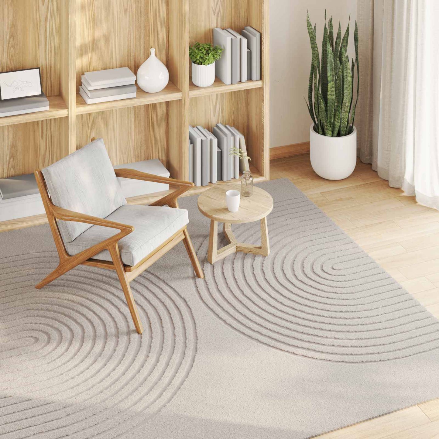 Vidaxl vloerkleden vierkant huarte crème 200 x 200 cm polyester