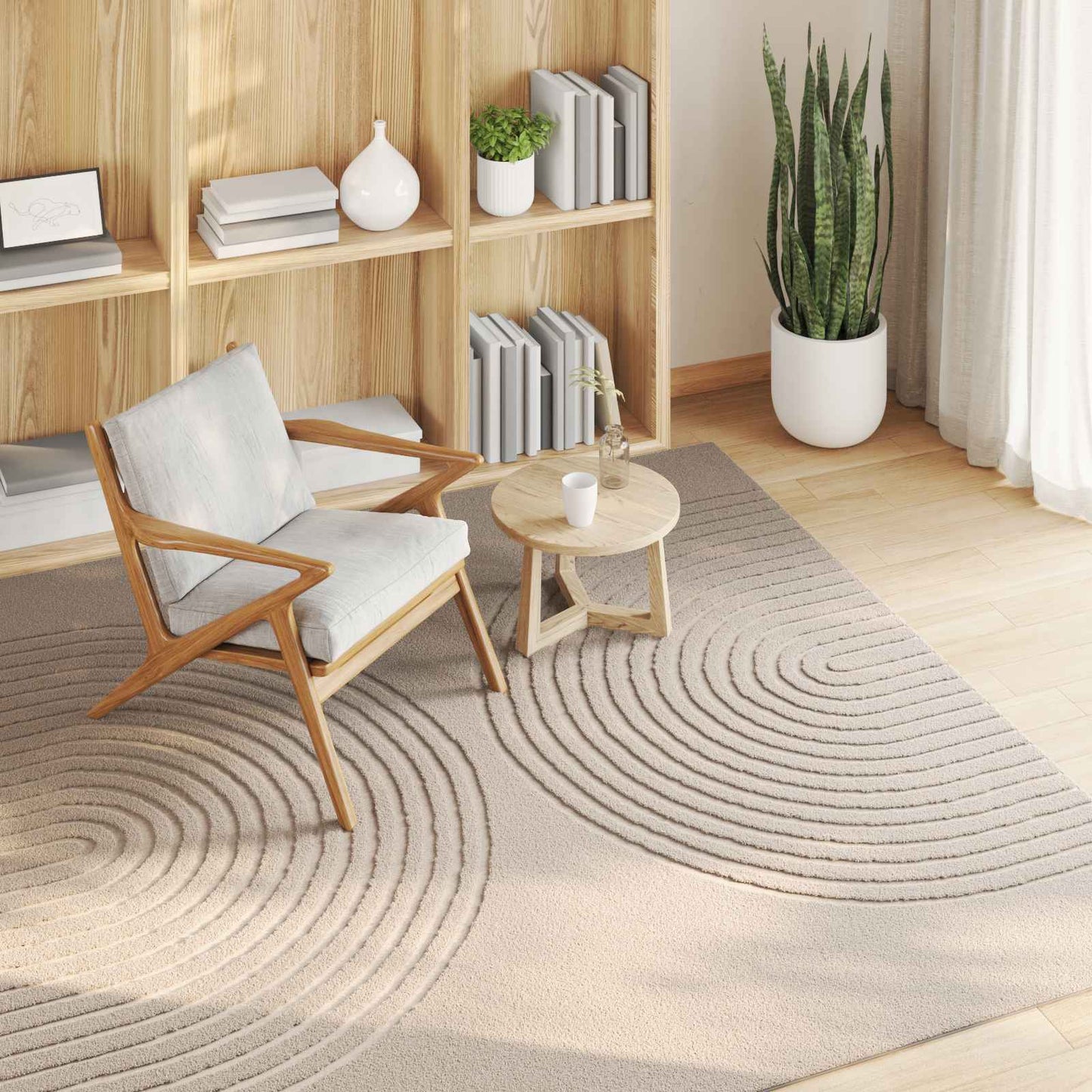 Vidaxl vloerkleden vierkant huarte beige 120 x 120 cm polyester