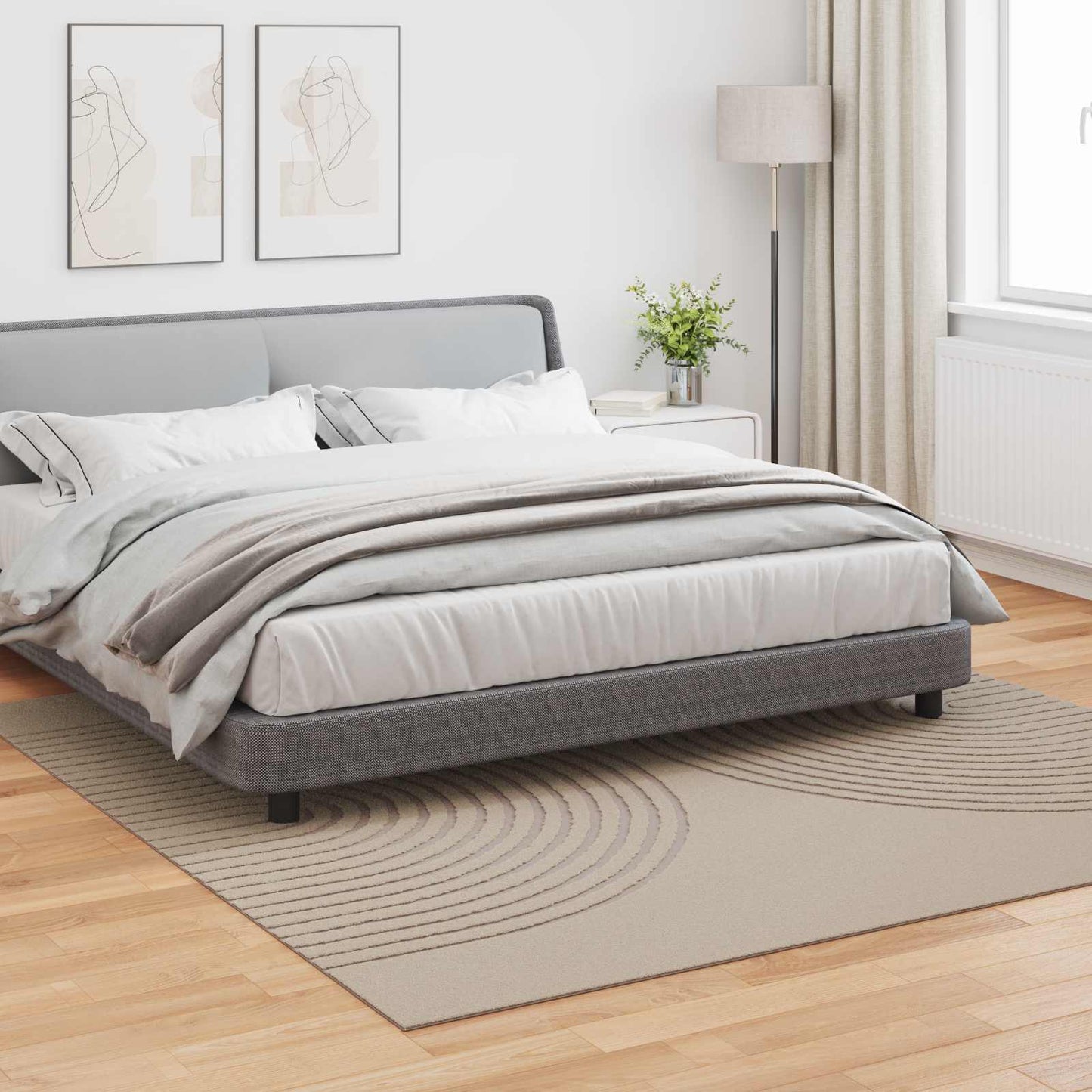 Vidaxl vloerkleden vierkant huarte beige 240 x 240 cm polyester