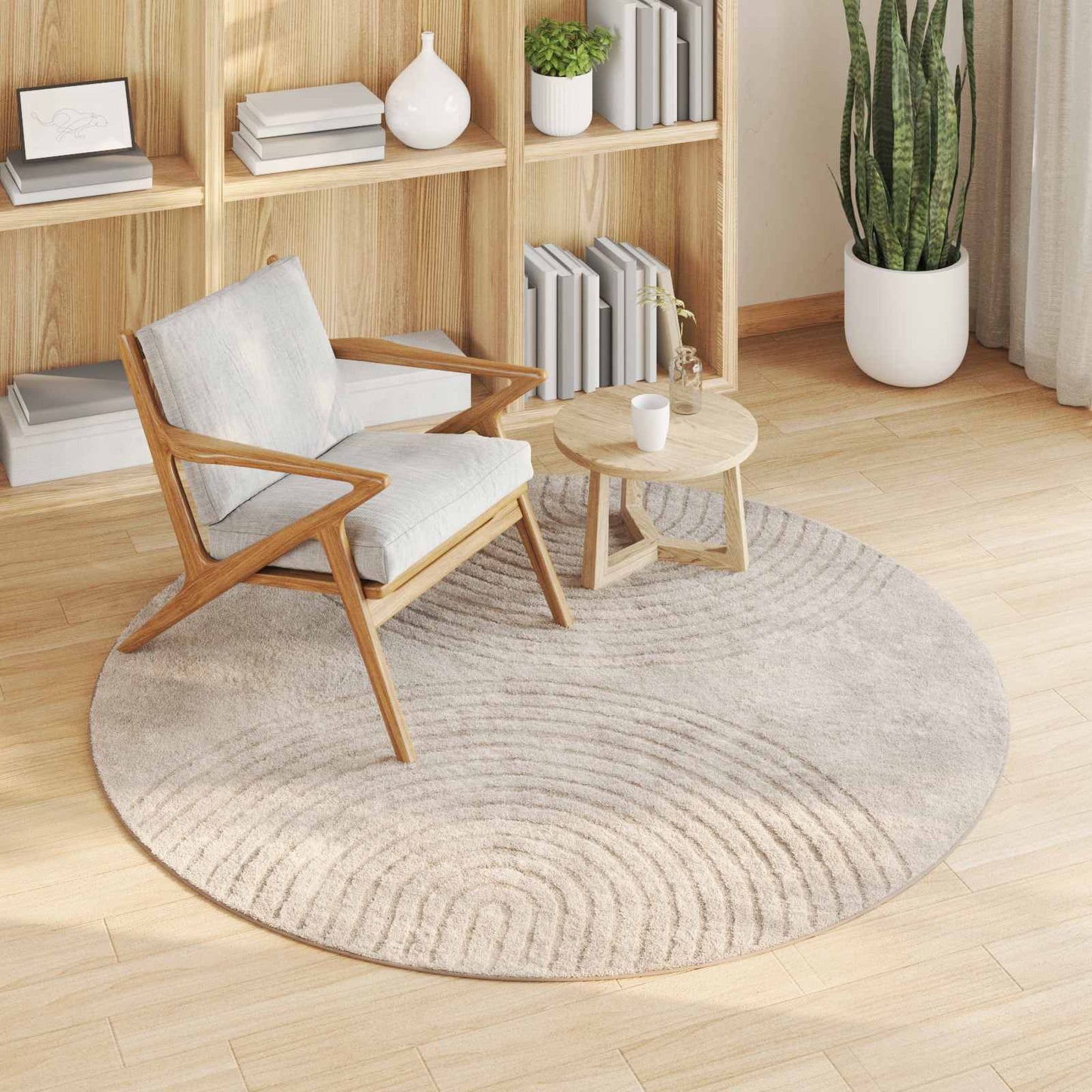Vidaxl vloerkleden rond huarte beige ø 120 cm polyester