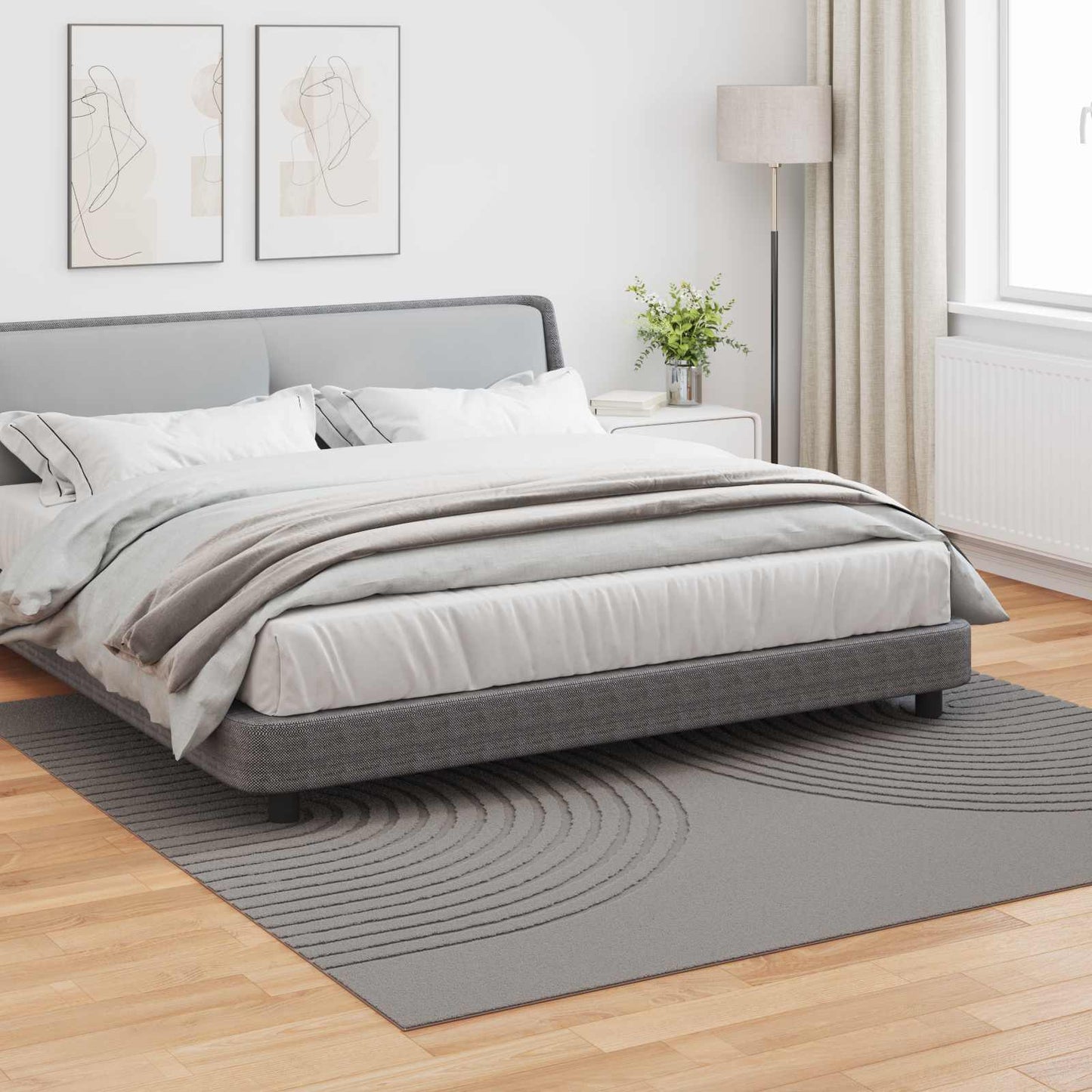 Vidaxl vloerkleden vierkant huarte grijs 240 x 240 cm polyester