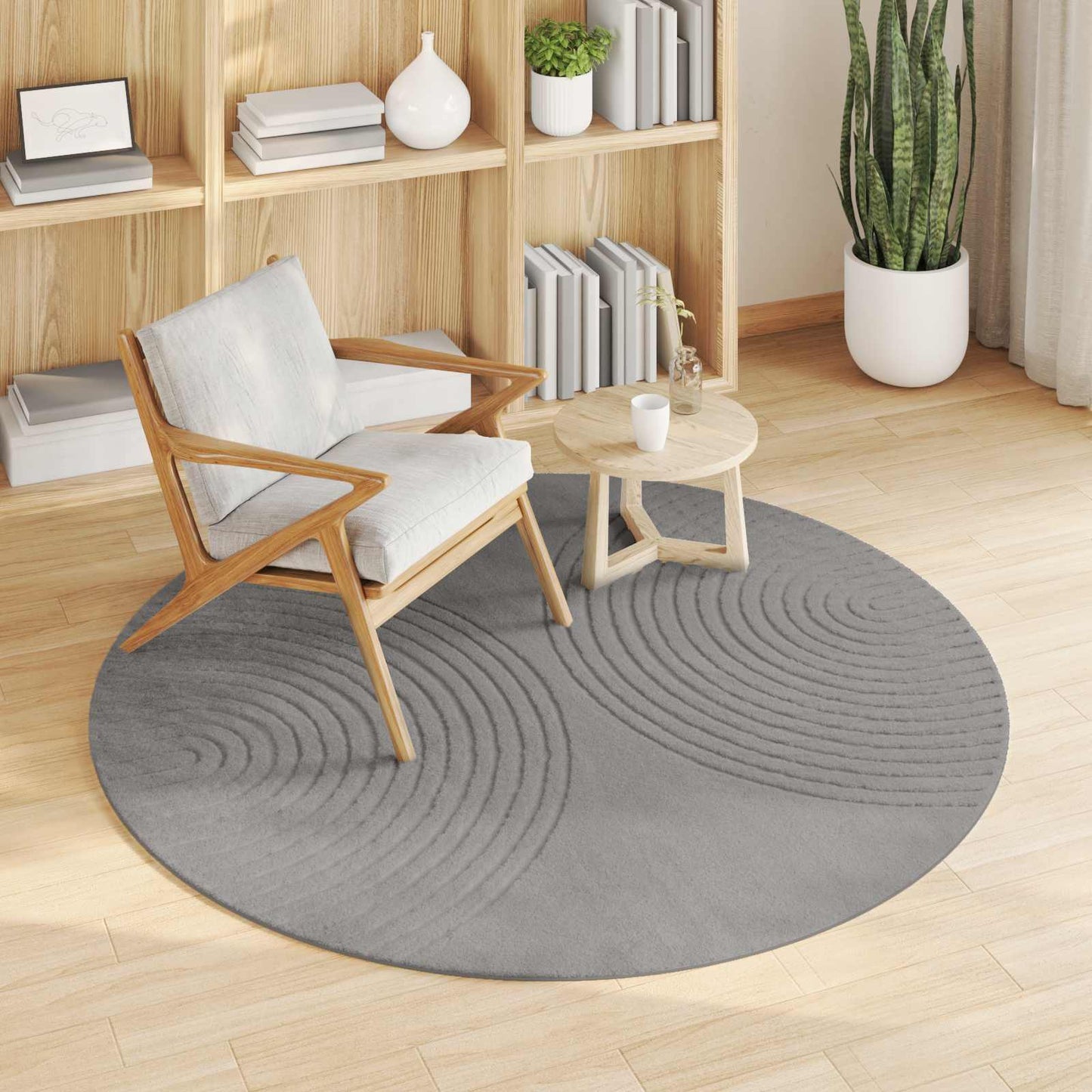Vidaxl vloerkleden rond huarte grijs ø 200 cm polyester