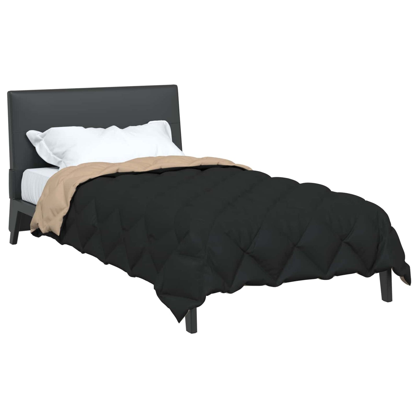 Vidaxl winter dekbed zwart en taupe 200 x 135 cm microfiber