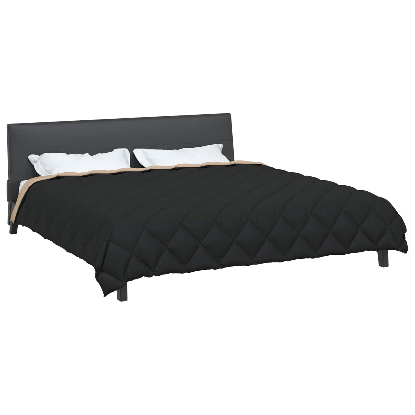 Vidaxl winter dekbed zwart en taupe 200 x 200 cm microfiber