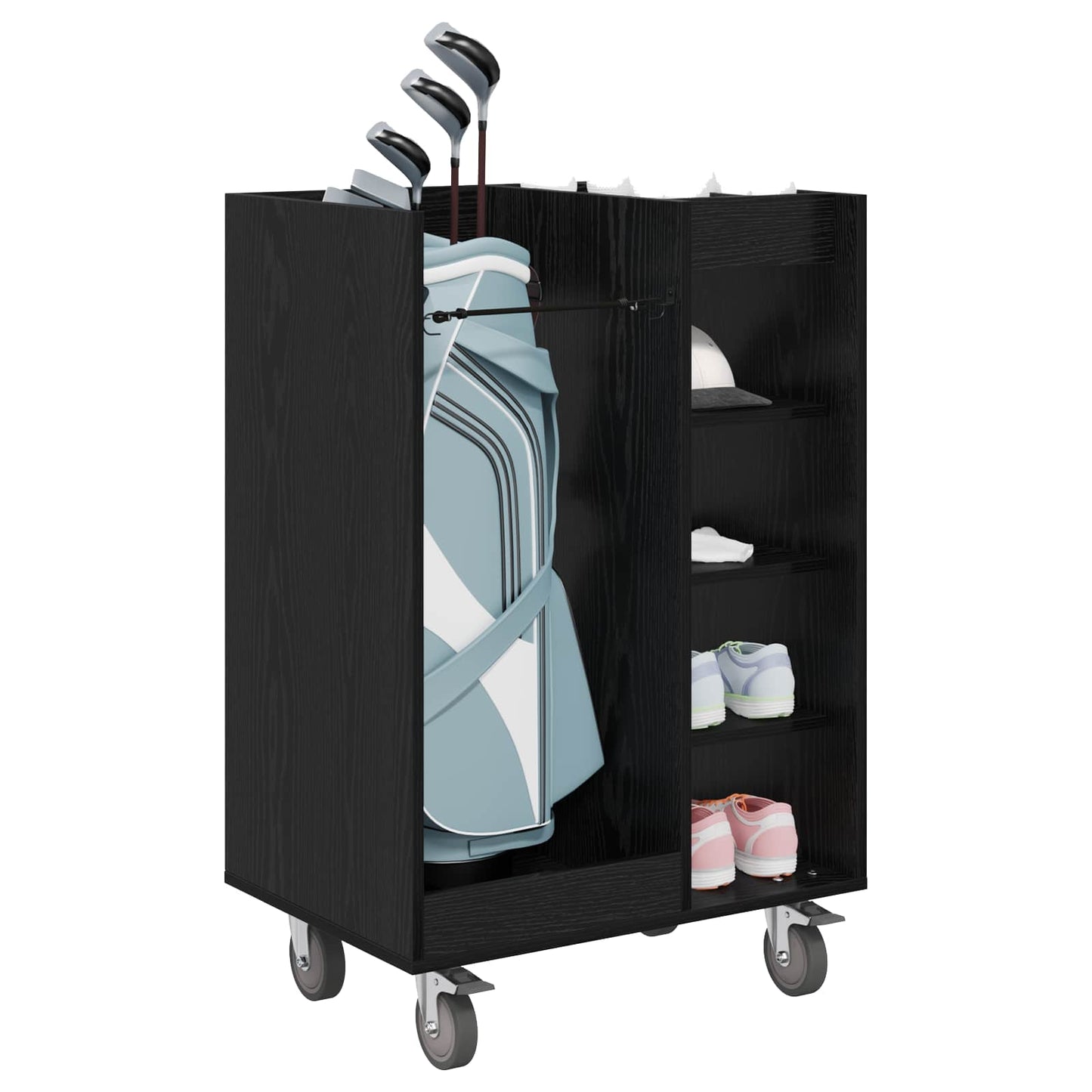 Vidaxl golfkast met wiel effen zwart eiken 65 x 45 x 98 cm