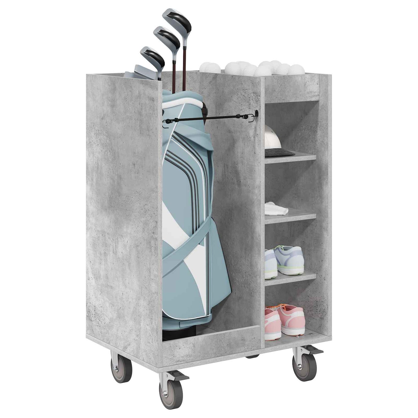 Vidaxx mueble de golf con rueda gris cemento liso 65 x 45 x 98 cm