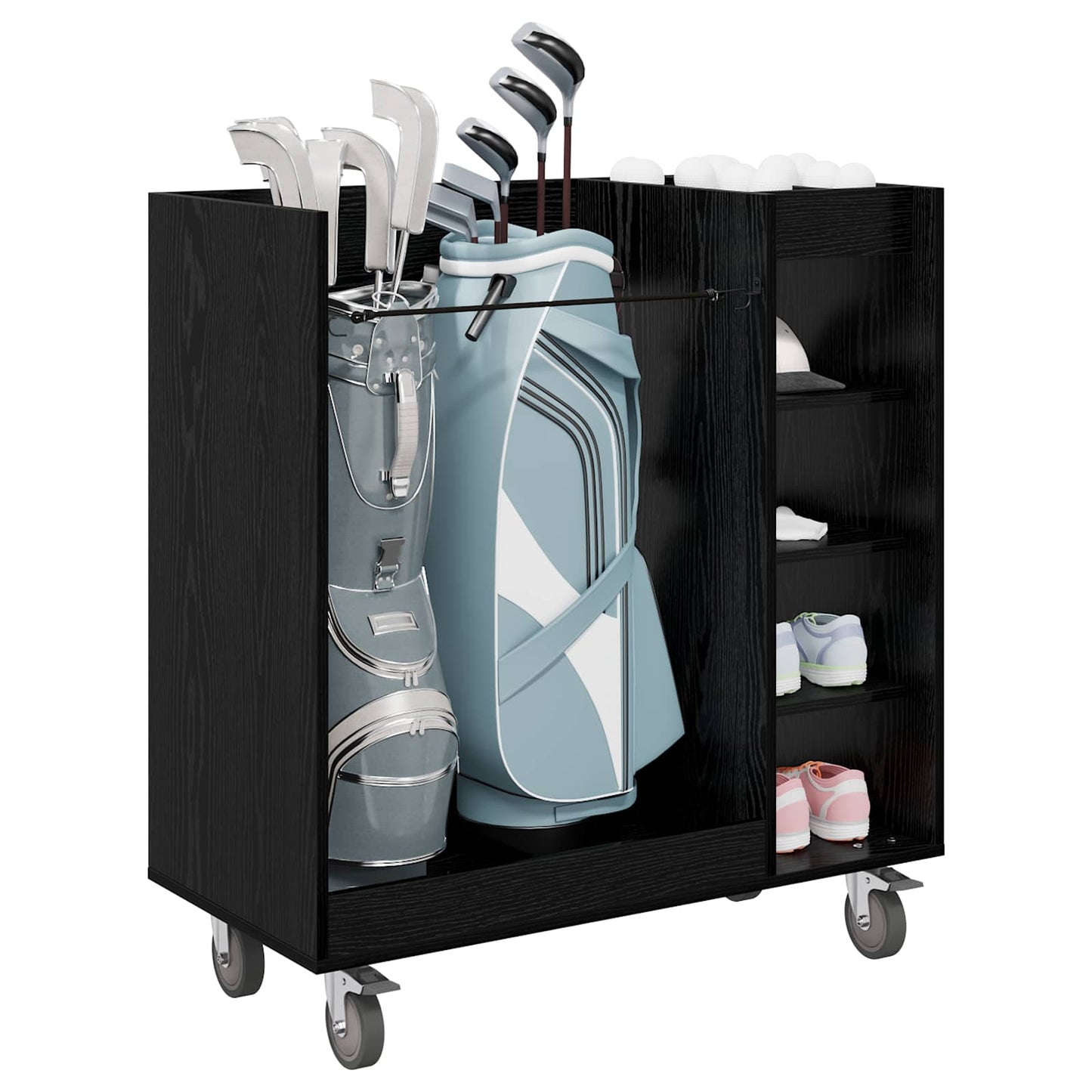 Vidaxl golfkast met wiel effen zwart eiken 90 x 45 x 98 cm