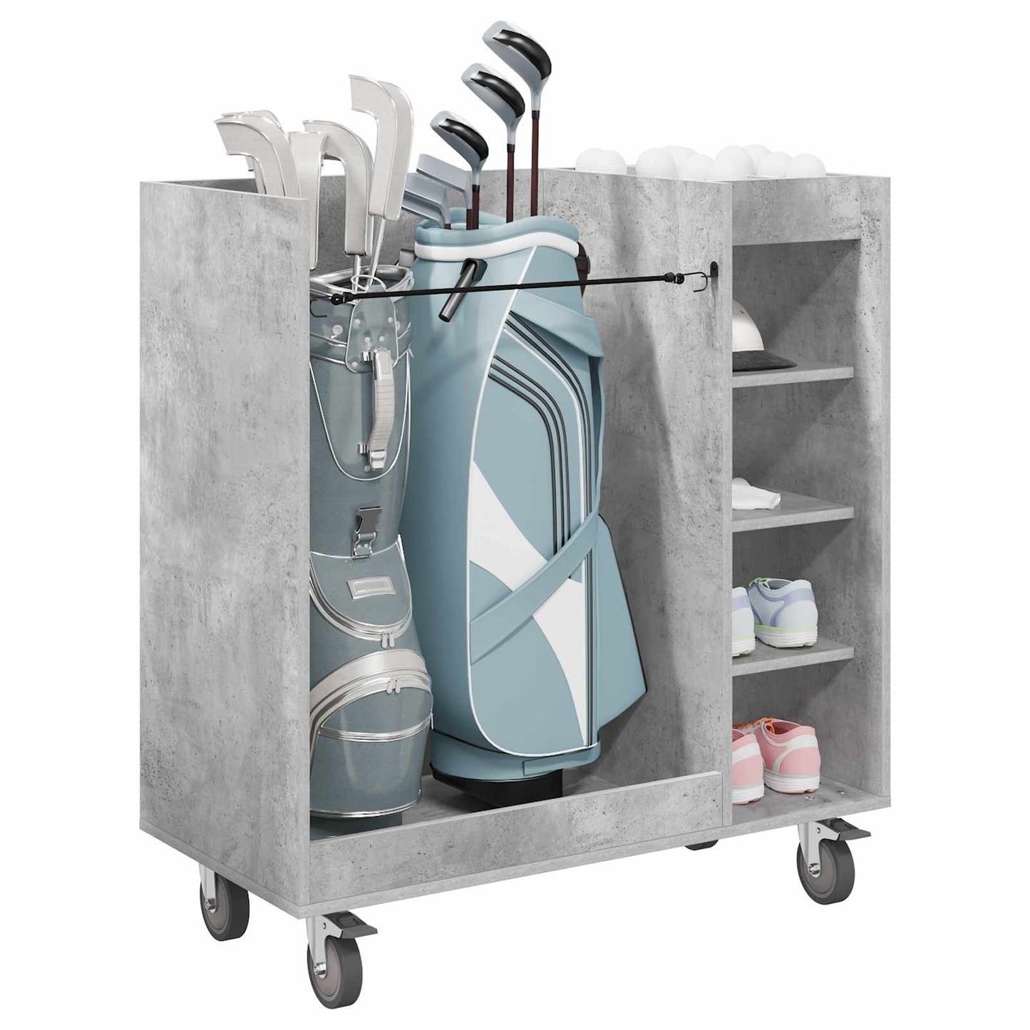 Mobile da golf Vidaxx con ruota grigio cemento liscio 90 x 45 x 98 cm