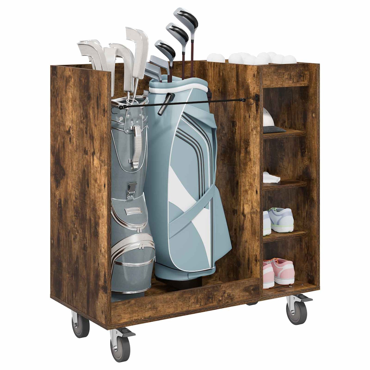 Vidaxl golfkast met wiel effen gerookt eiken 90 x 45 x 98 cm