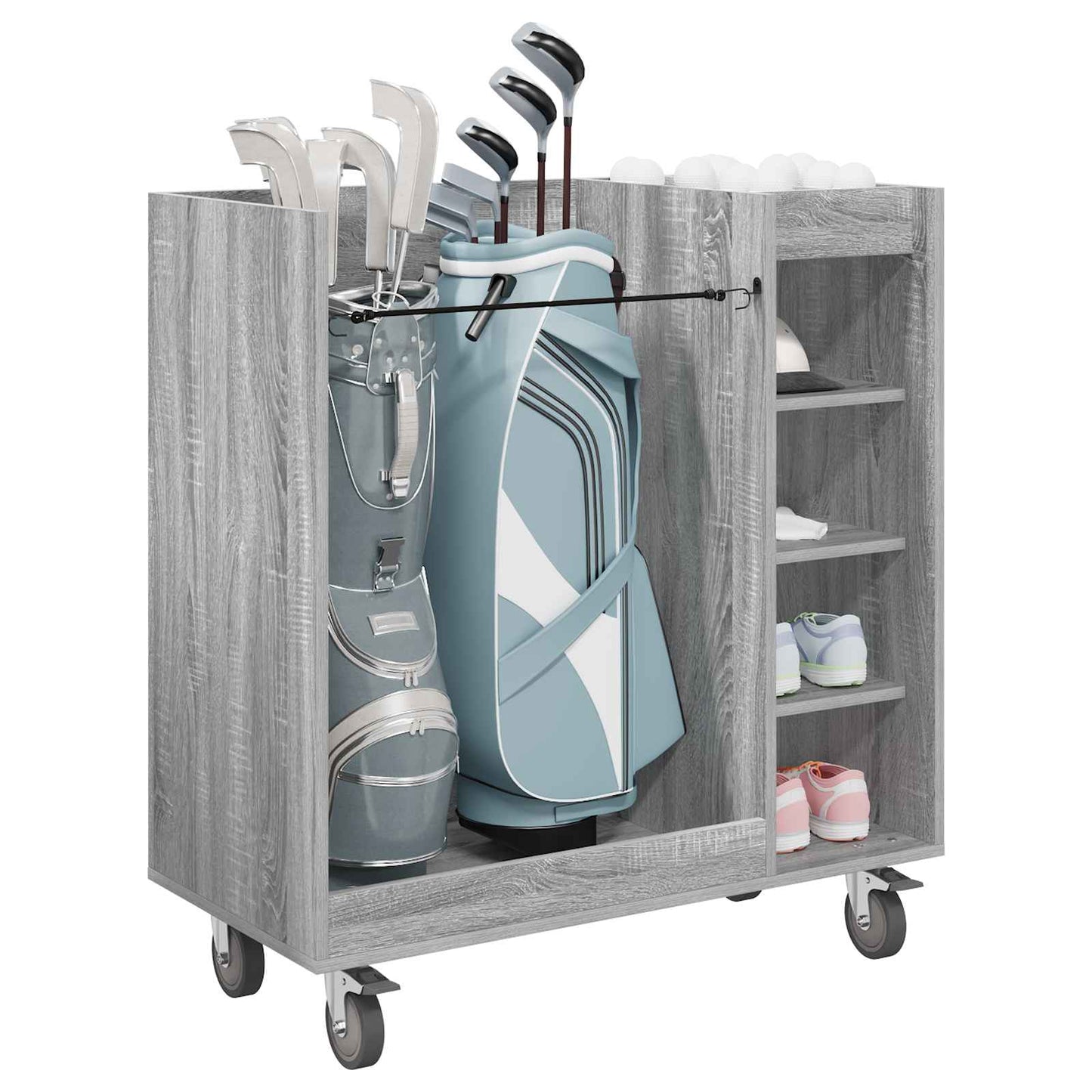 Mueble de golf vidaxl con rueda gris liso sonoma 90 x 45 x 98 cm