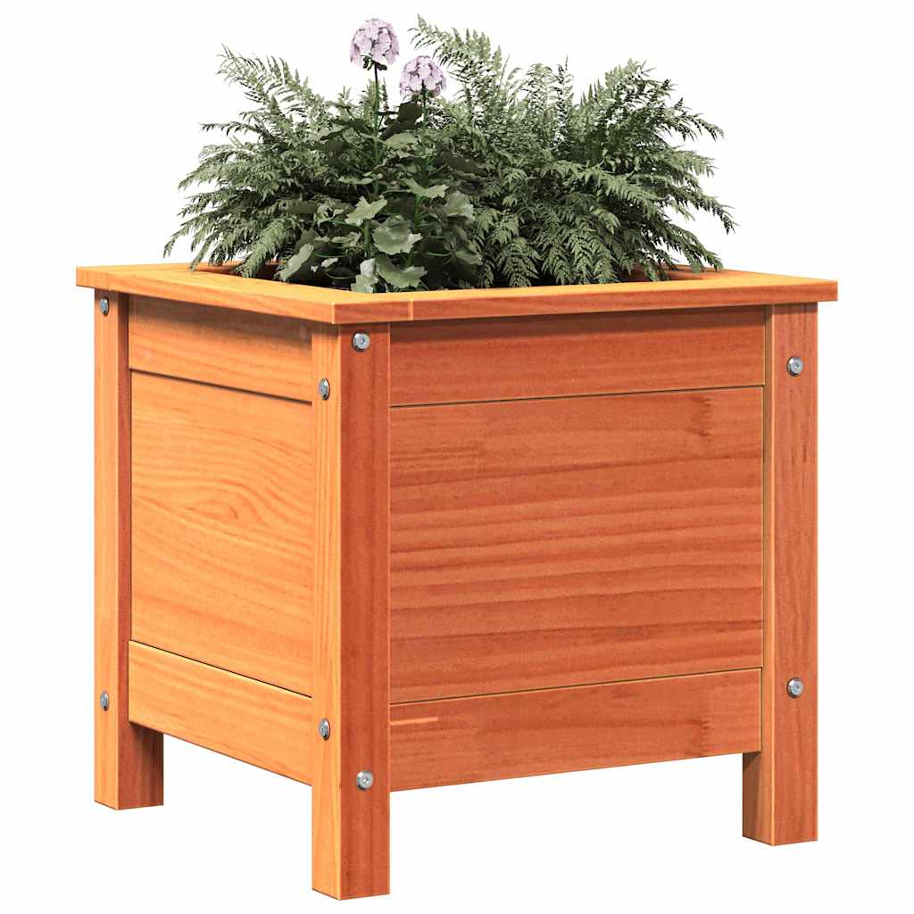 Vidaxl macetero de jardín cera marrón 40 x 40 x 39 cm madera maciza de pino