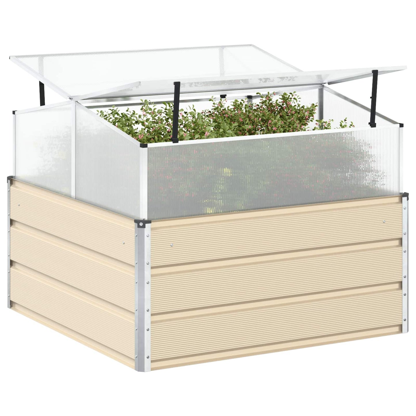 Vidaxl plantenbak ivoor 100 x 100 x 77 cm gegalvaniseerd staal