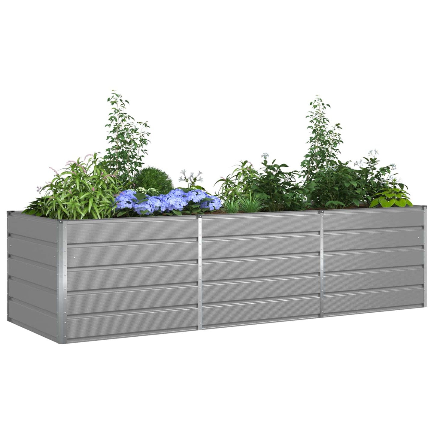 Jardinera vidaxl gris claro 195 x 100 x 45 cm acero galvanizado