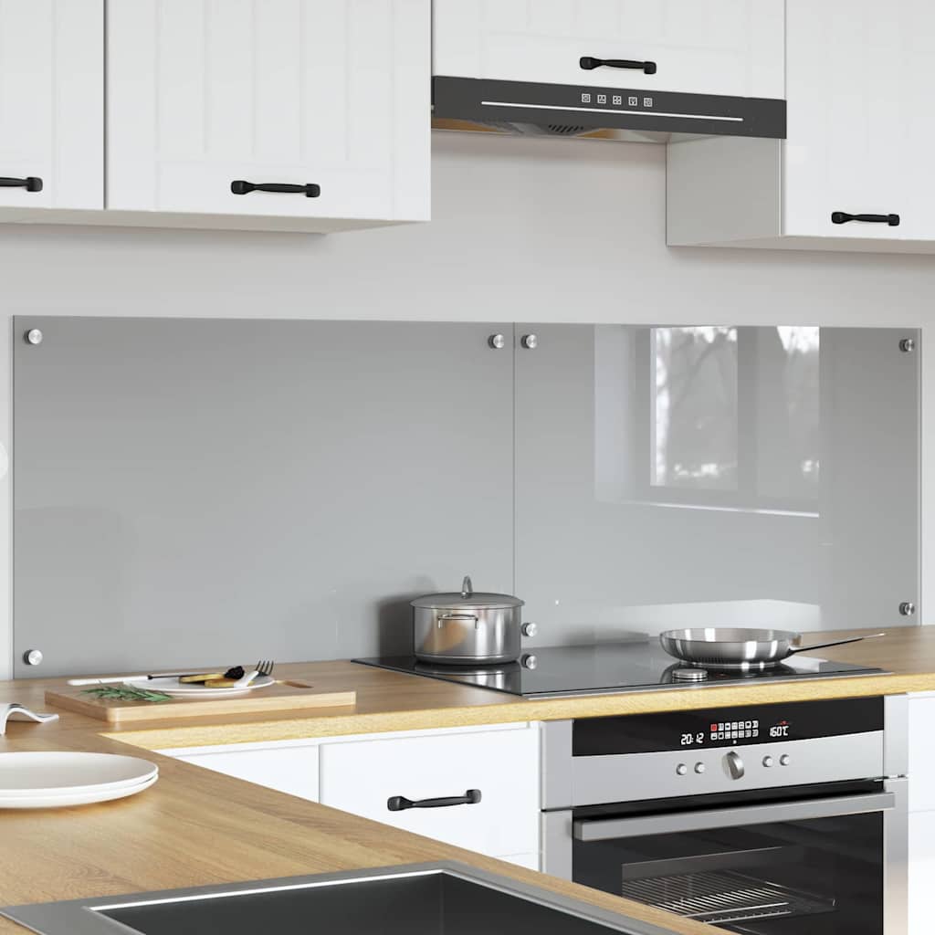 Vidaxxl salpicadero de cocina 2 piezas gris claro 80 x 50 cm vidrio templado