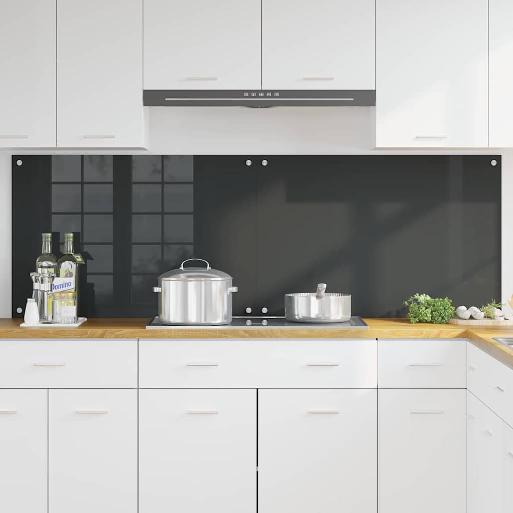 Vidaxxl salpicadero de cocina 2 piezas gris oscuro 90 x 60 cm vidrio templado