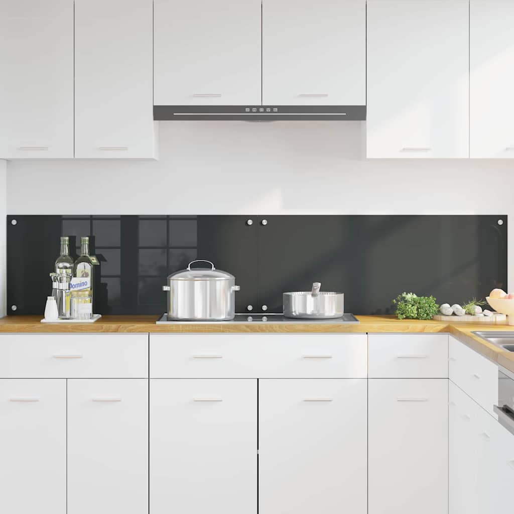 Vidaxxl salpicadero de cocina 2 piezas gris oscuro 100 x 40 cm vidrio templado