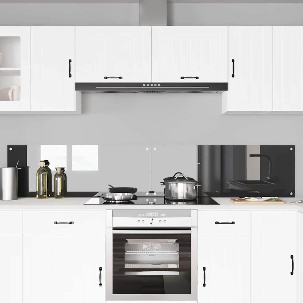 Vidaxxl salpicadero de cocina 2 piezas gris oscuro 110 x 40 cm vidrio templado