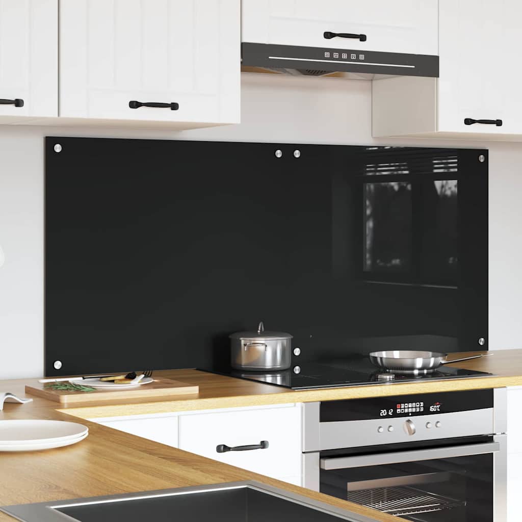 VidaXL pared trasera de cocina 2 piezas negro 70 x 60 cm vidrio templado