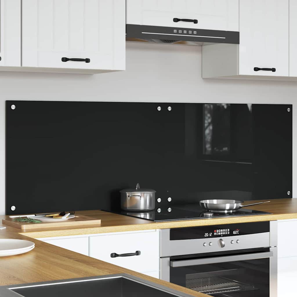 Vidaxl keuken achterwand 2 pcs zwart 80 x 50 cm gehard glas