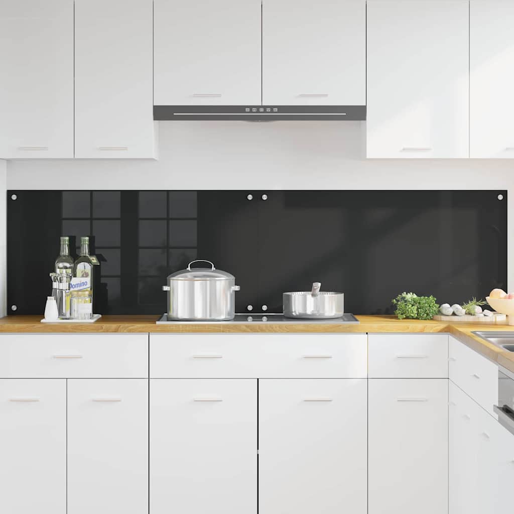 Vidaxl keuken achterwand 2 pcs zwart 100 x 50 cm gehard glas