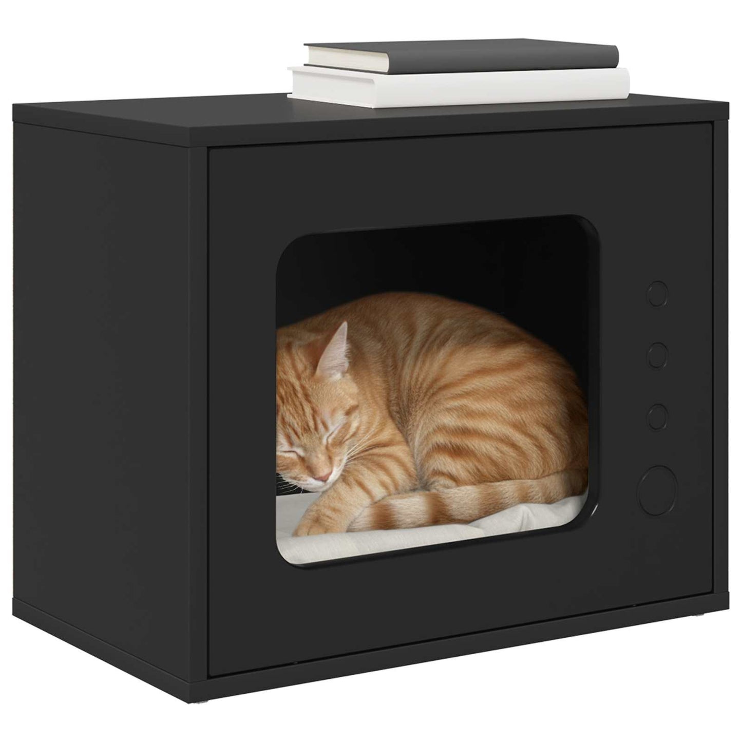 Casa para gatos Vidaxxl negra 51 x 30 x 42,5 cm de madera artesanal