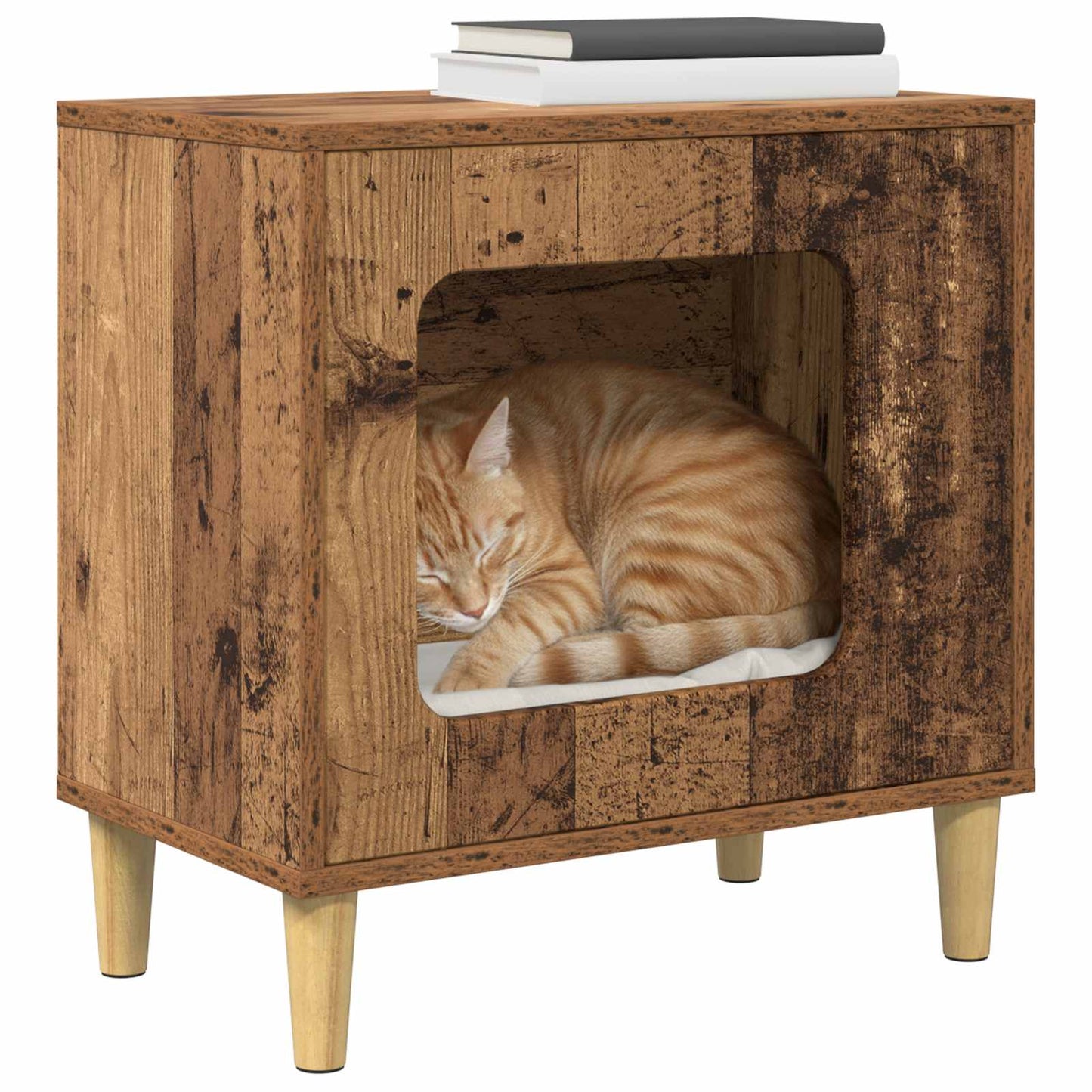 Casa para gatos vidaxxl madera vieja 51 x 30 x 52 cm madera procesada