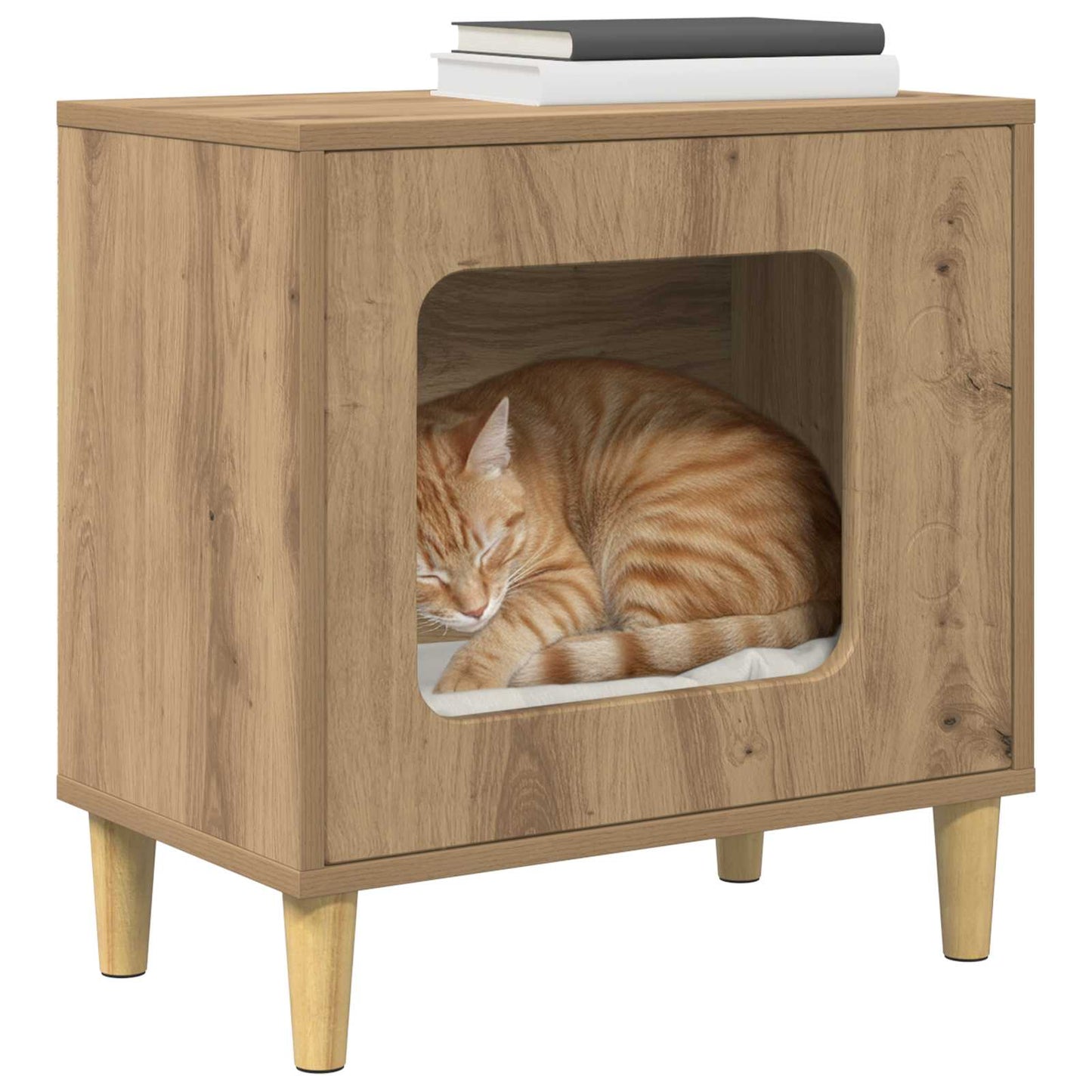 Casa para gatos vidaxxl roble artesanal 51 x 30 x 52 cm madera contrachapada