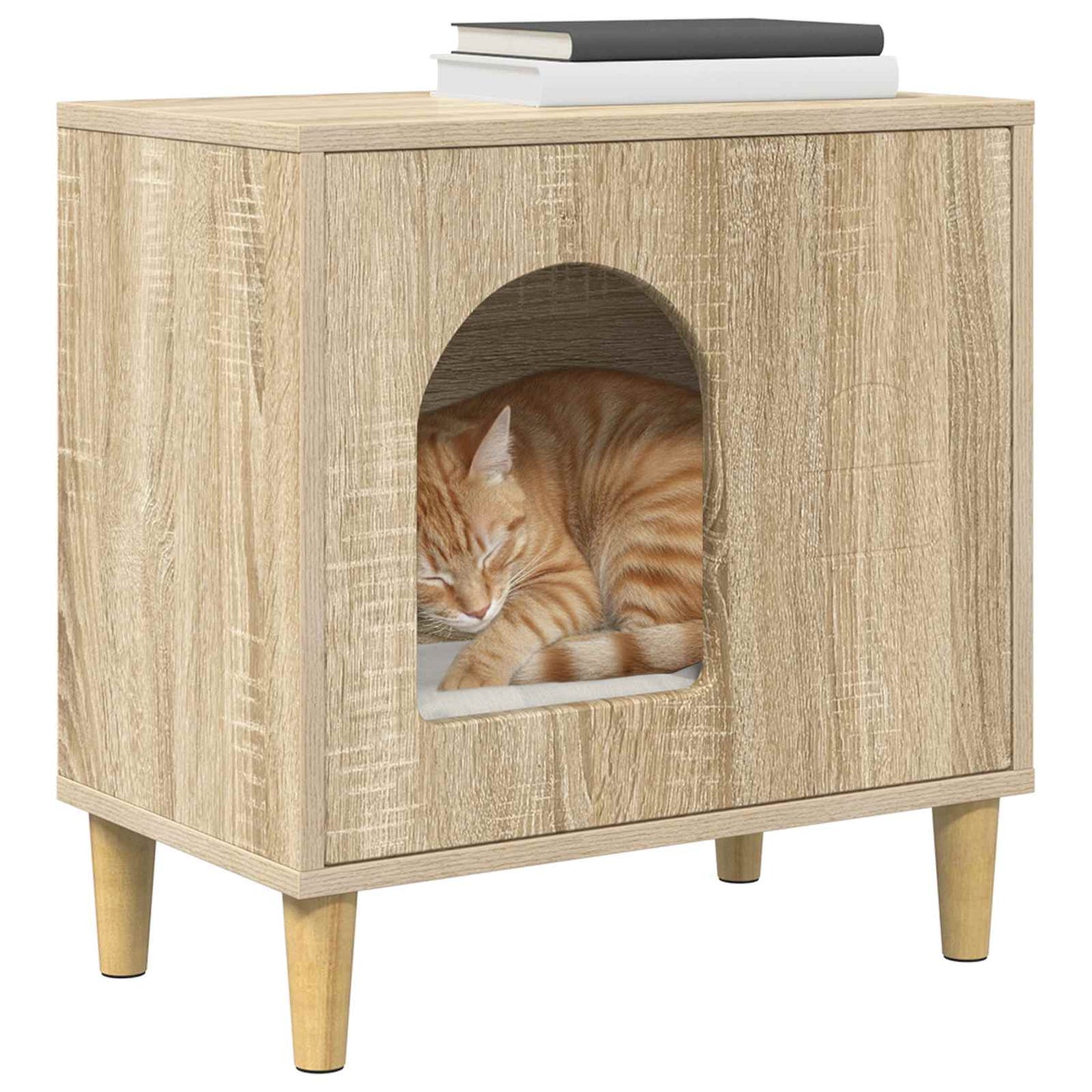 Vidaxl casa para gatos sonoma 51 x 30 x 52 cm madera artesanal