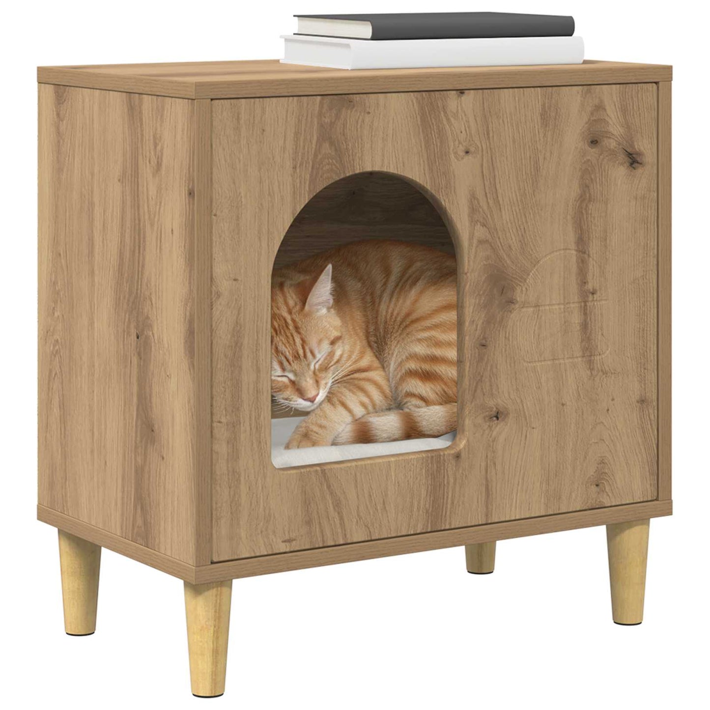 Casa para gatos vidaxxl roble artesanal 51 x 30 x 52 cm madera contrachapada