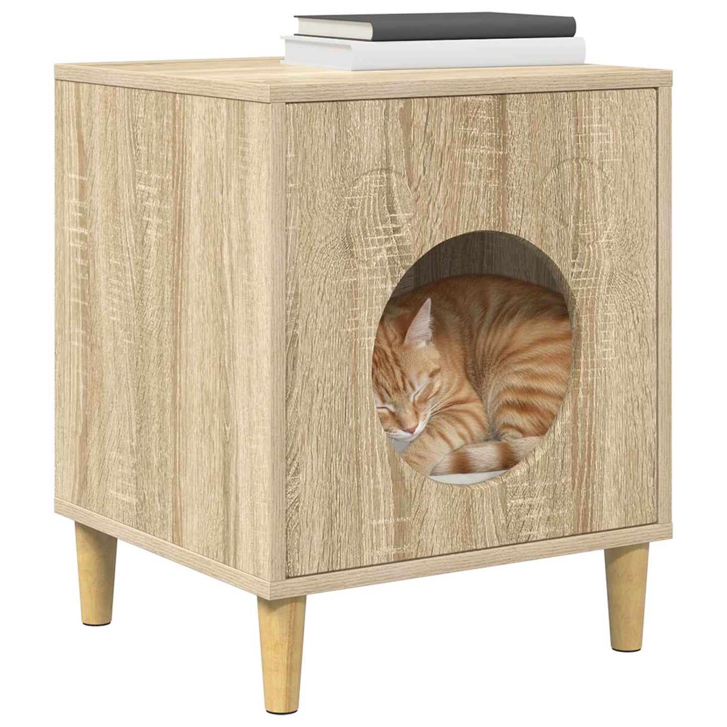 Casa para gatos vidaxl sonoma 42,5 x 40 x 53 cm madera artesanal