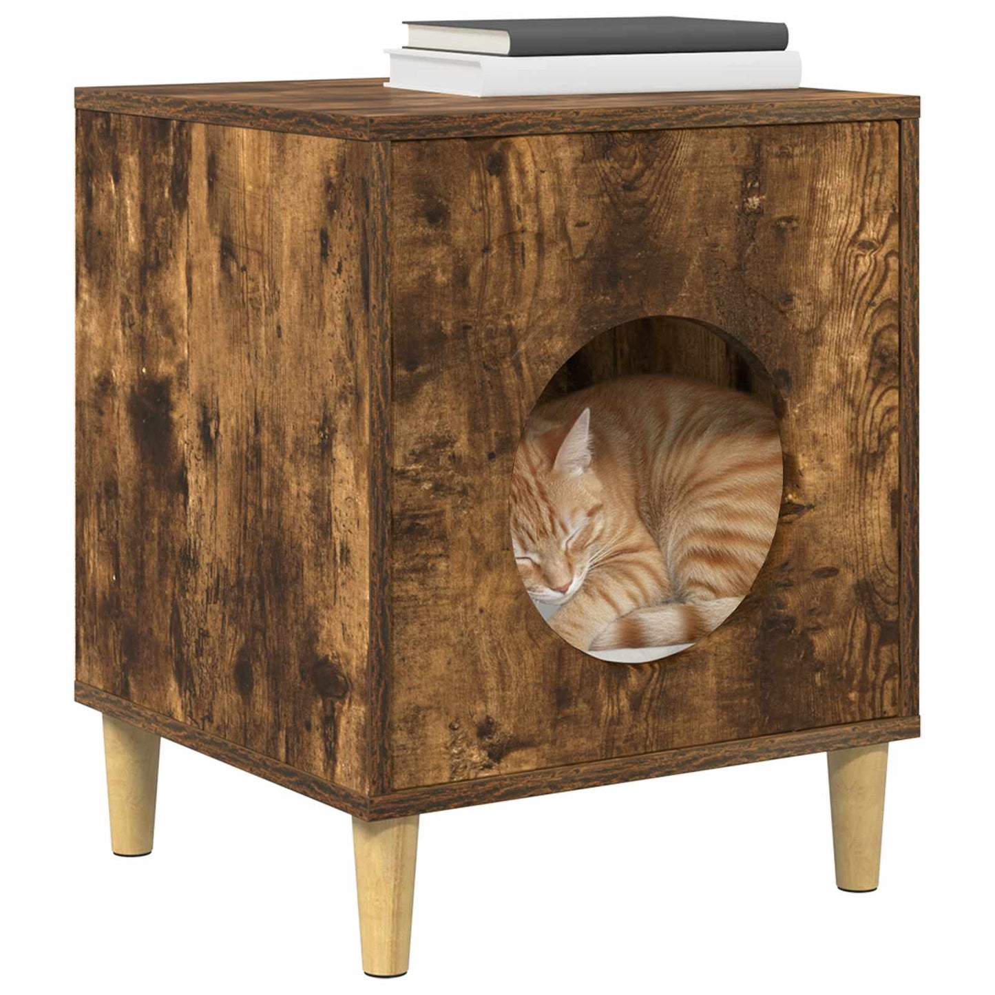 Casa para gatos Vidaxxl roble ahumado 42,5 x 40 x 53 cm madera procesada