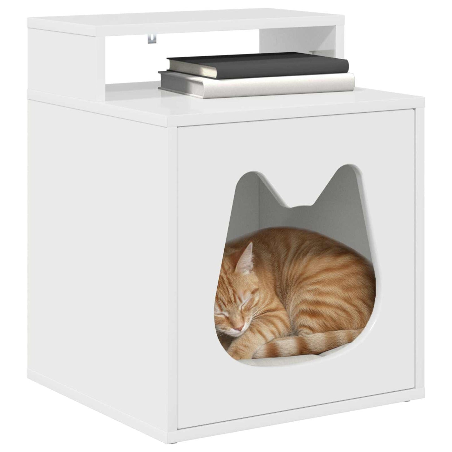 Casa para gatos vidaxxl blanco brillo 42,5 x 40 x 53,5 cm acabado madera
