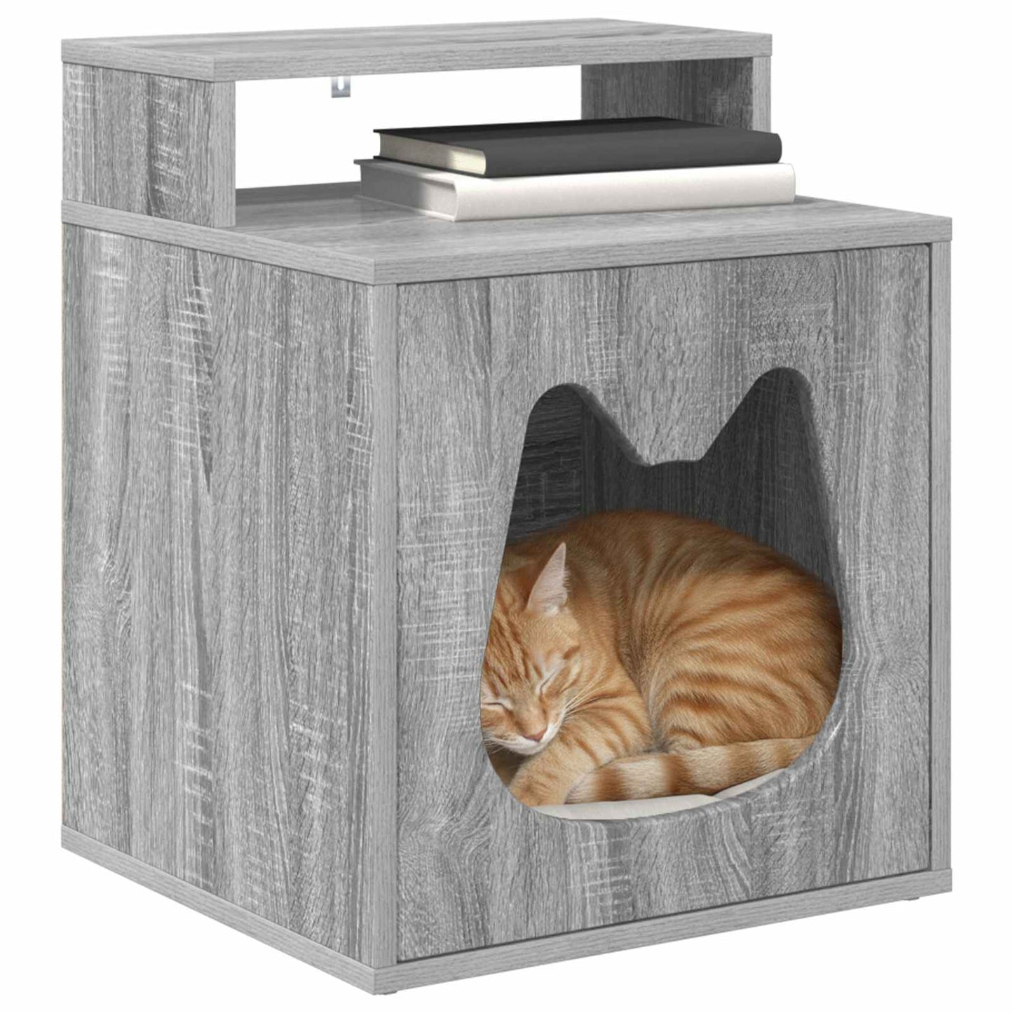 Casa para gatos vidaxl gris sonoma 42,5 x 40 x 53,5 cm madera artesanal