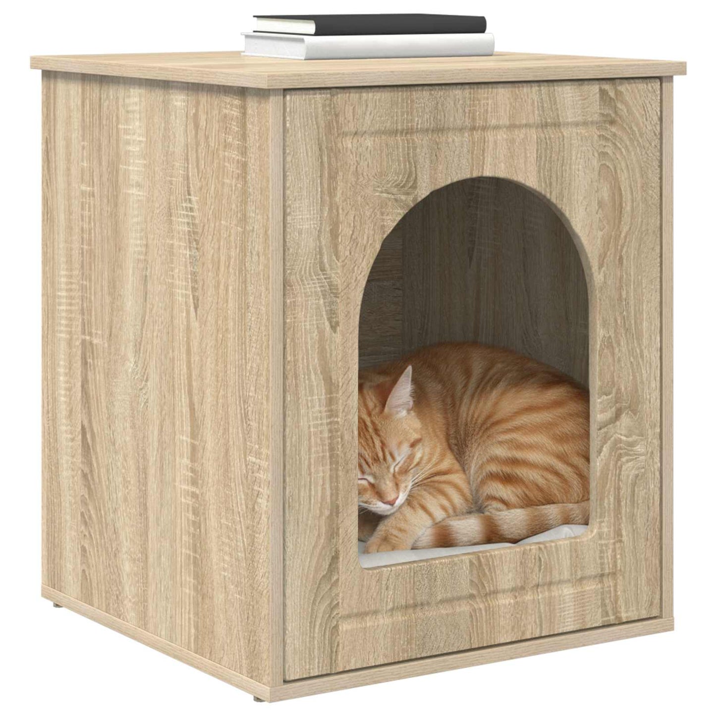 Vidaxl casa para gatos sonoma 53 x 52 x 62 cm madera artesanal
