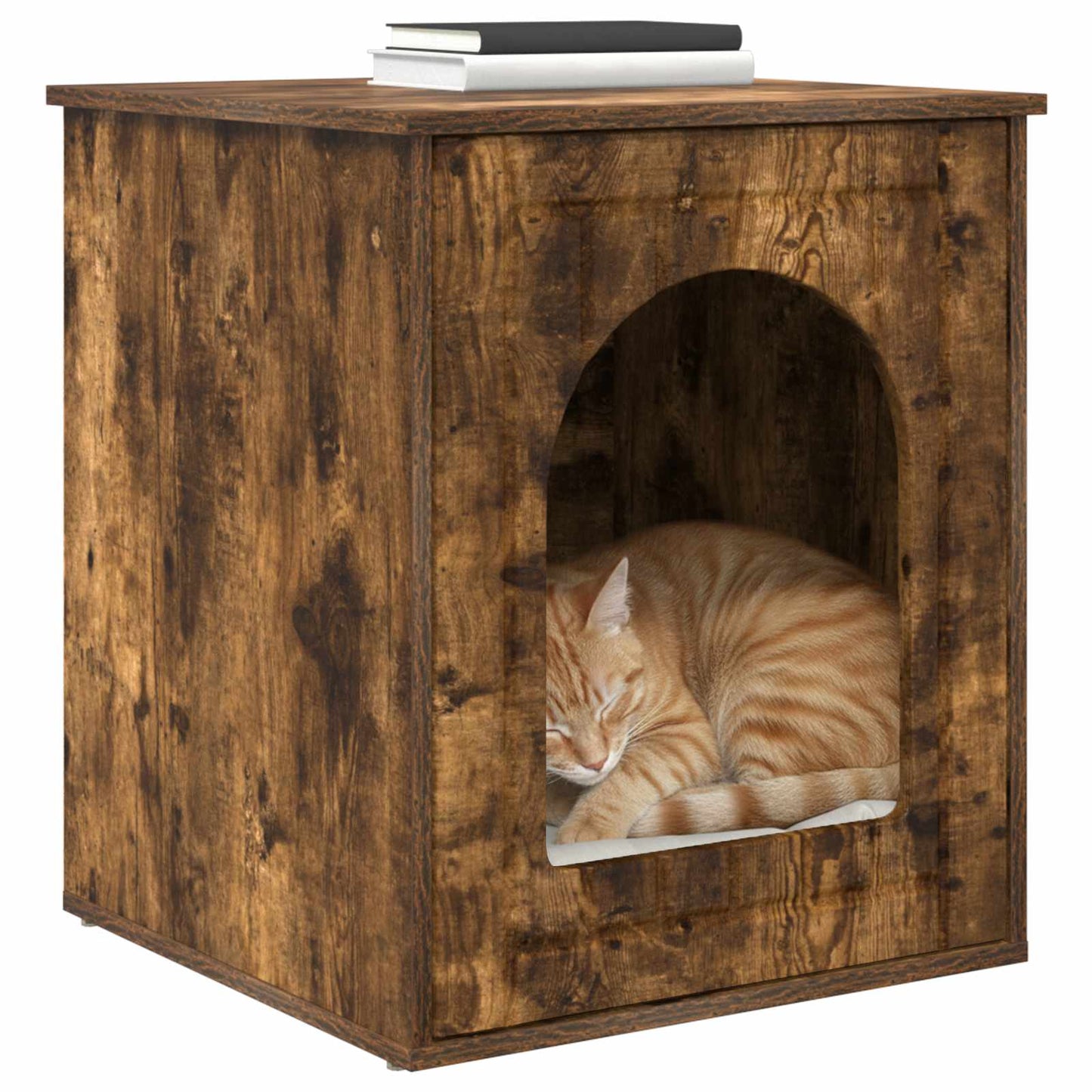 Casa para gatos Vidaxxl roble ahumado 53 x 52 x 62 cm madera procesada