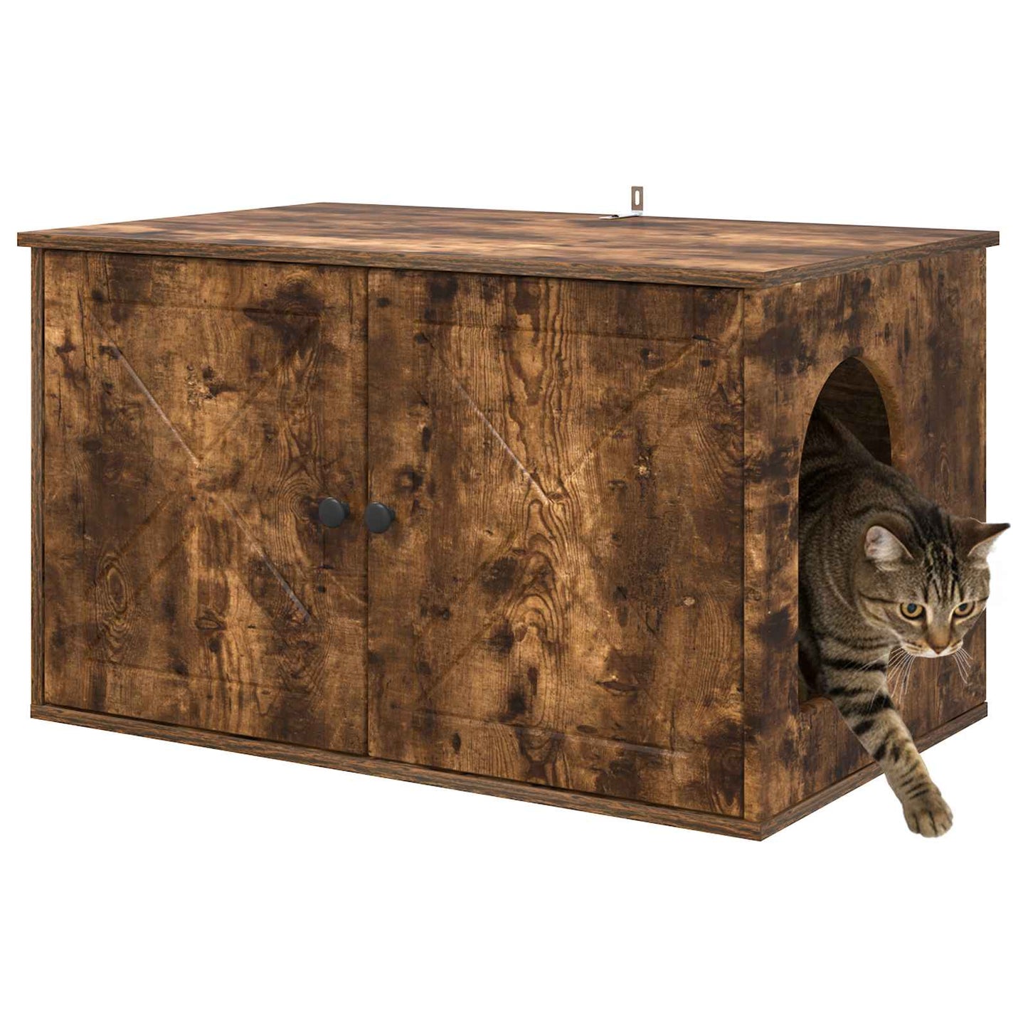 Casa para gatos vidaxxl roble ahumado 85 x 55 x 50 cm madera procesada