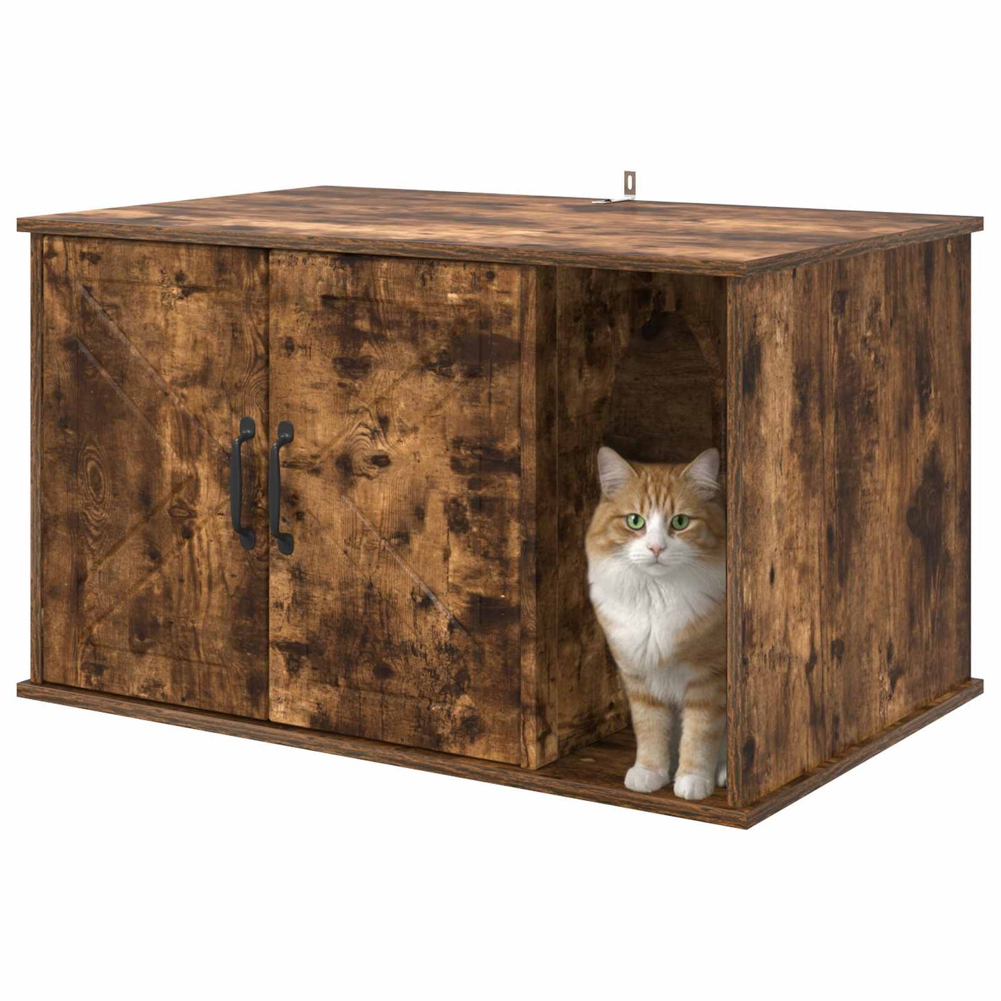 Casa para gatos vidaxxl roble ahumado 85 x 55 x 50 cm madera procesada